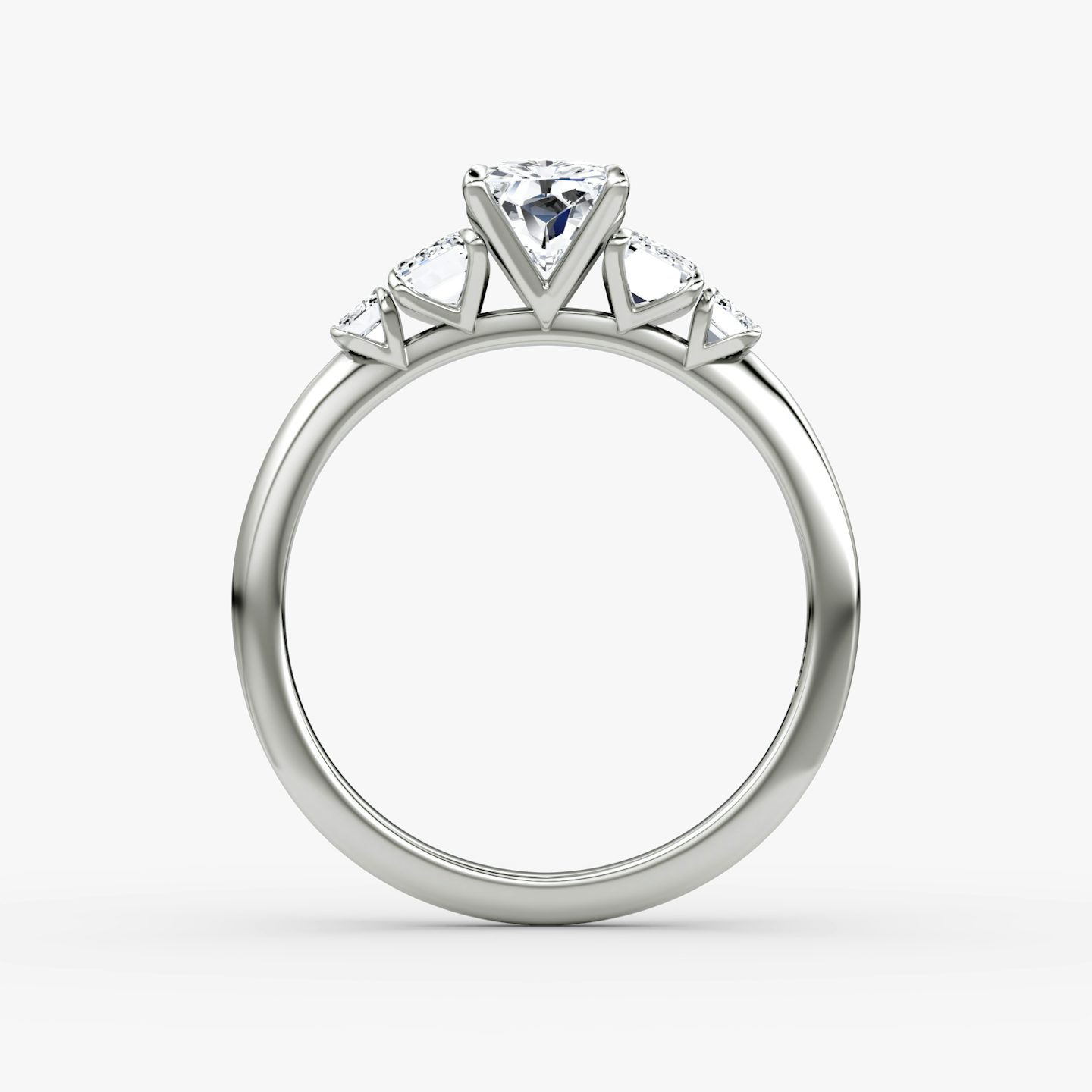 The Statement Five Stone | Radiant | 18k | White Gold | bandAccent: Plain | diamondOrientation: vertical | caratWeight: other