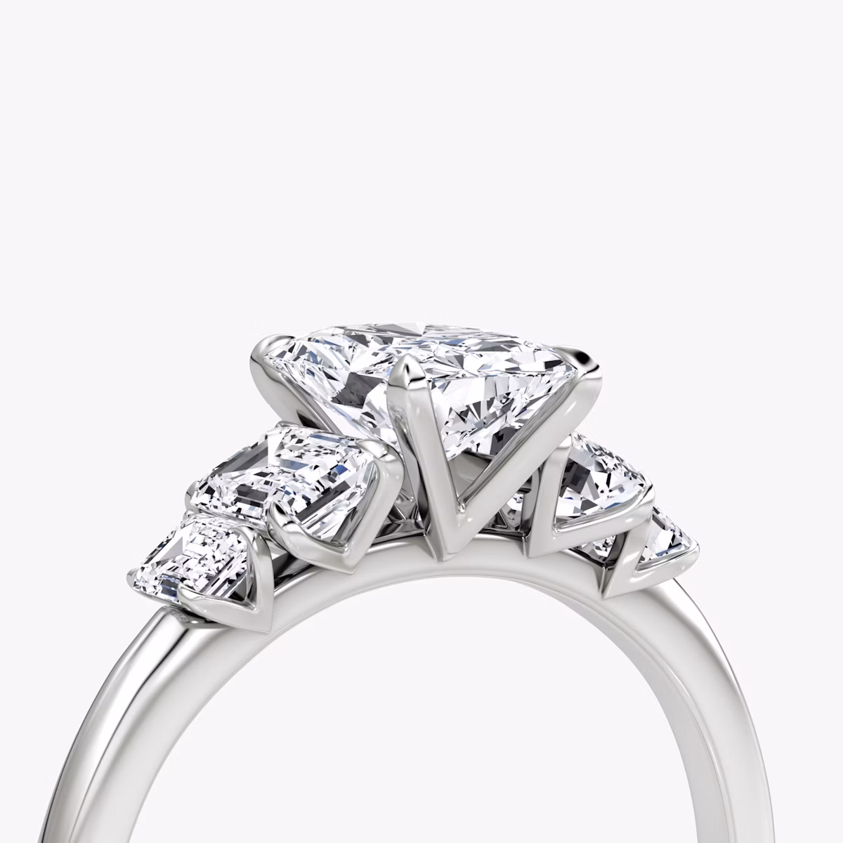 The Statement Five Stone | Radiant | Platinum | bandAccent: Plain | diamondOrientation: vertical | caratWeight: other