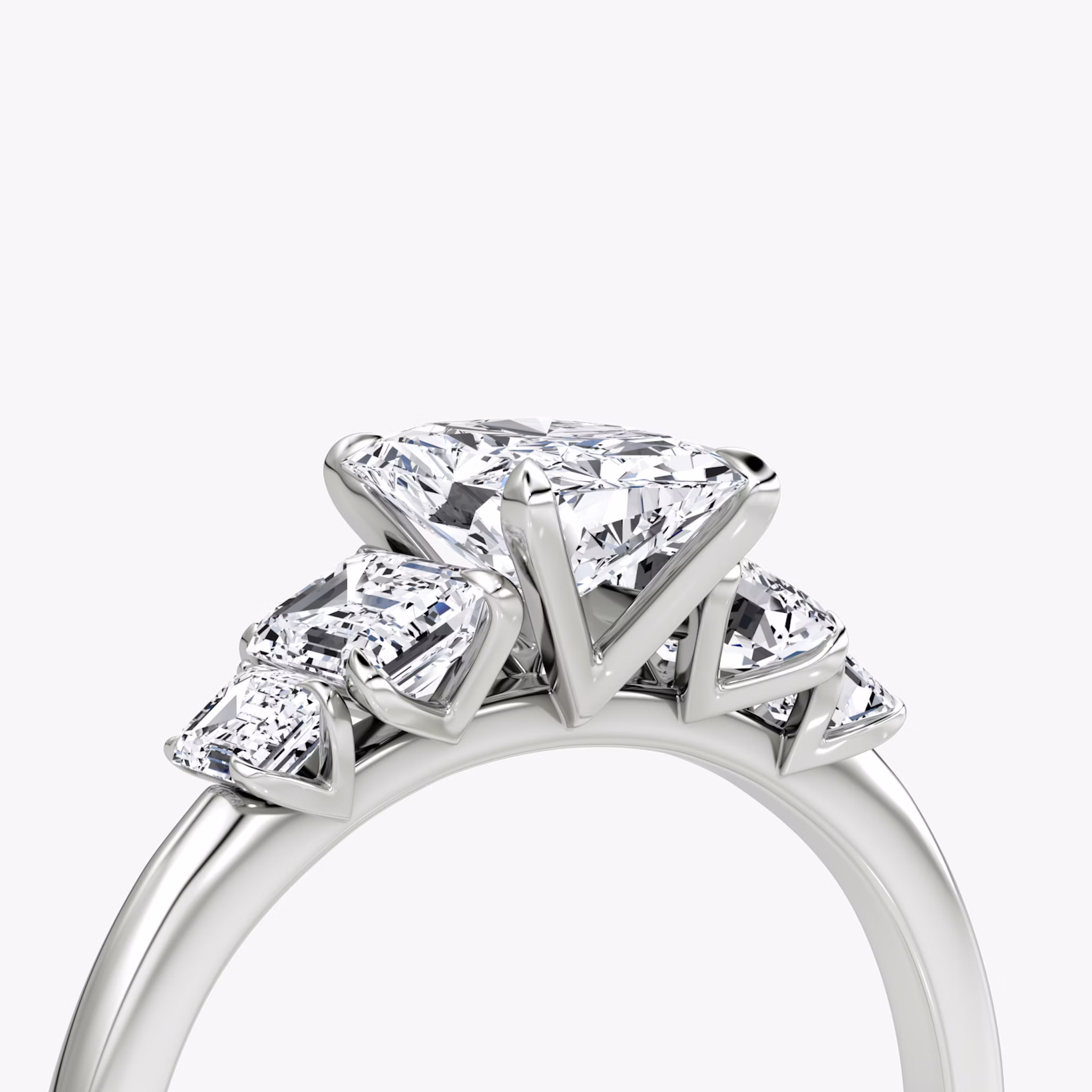 The Statement Five Stone | Radiant | 18k | White Gold | bandAccent: Plain | diamondOrientation: vertical | caratWeight: other