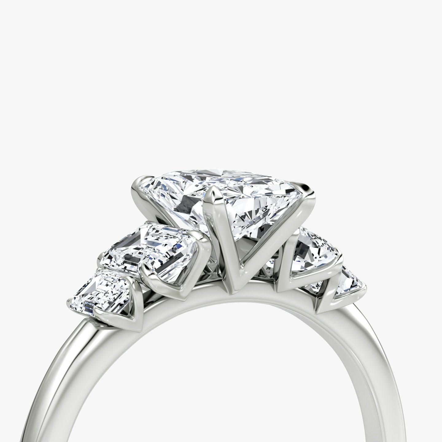 The Statement Five Stone | Radiant | 18k | White Gold | bandAccent: Plain | diamondOrientation: vertical | caratWeight: other