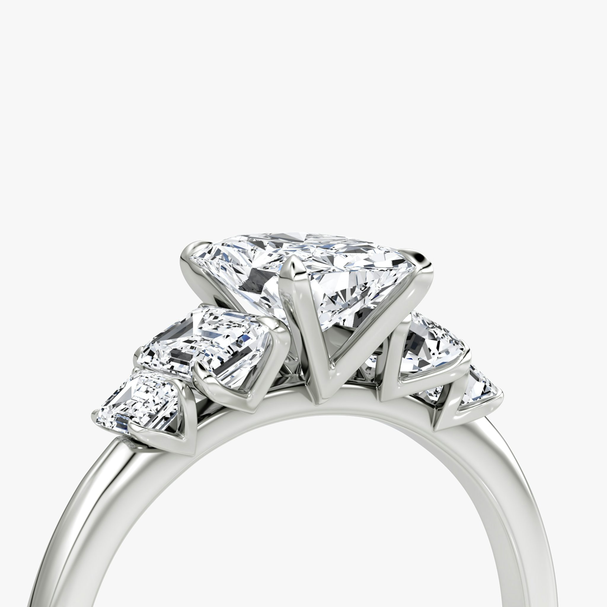 The Statement Five Stone | Radiant | 18k | White Gold | bandAccent: Plain | diamondOrientation: vertical | caratWeight: other
