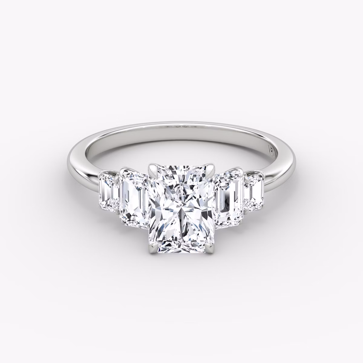 The Statement Five Stone | Radiant | Platinum | bandAccent: Plain | diamondOrientation: vertical | caratWeight: other