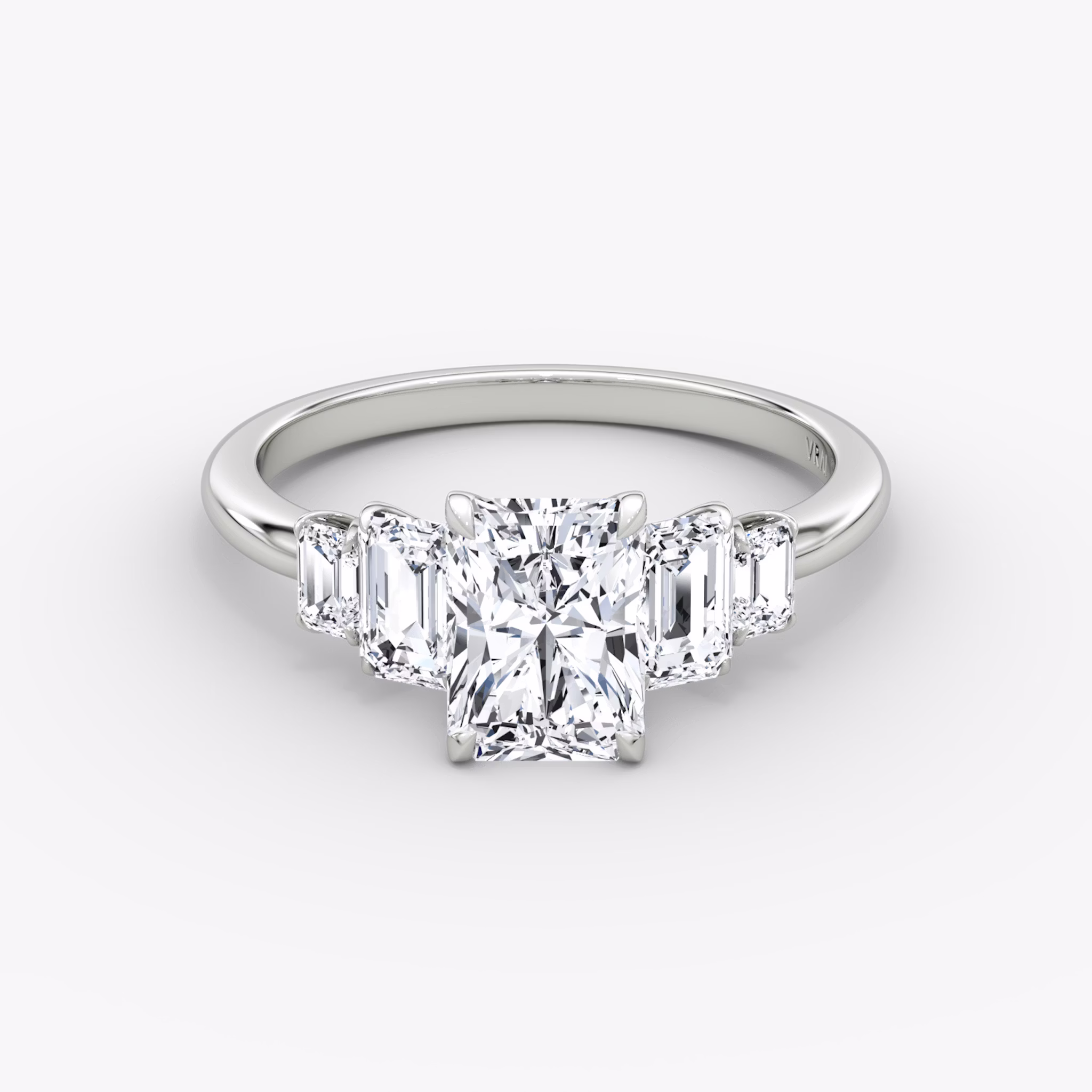 The Statement Five Stone | Radiant | 18k | White Gold | bandAccent: Plain | diamondOrientation: vertical | caratWeight: other