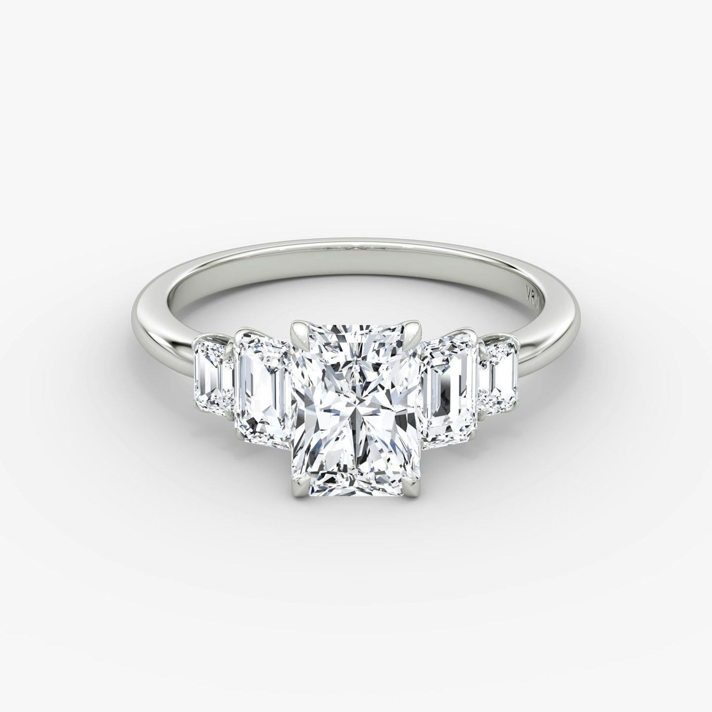 The Statement Five Stone | Radiant | 18k | White Gold | bandAccent: Plain | diamondOrientation: vertical | caratWeight: other
