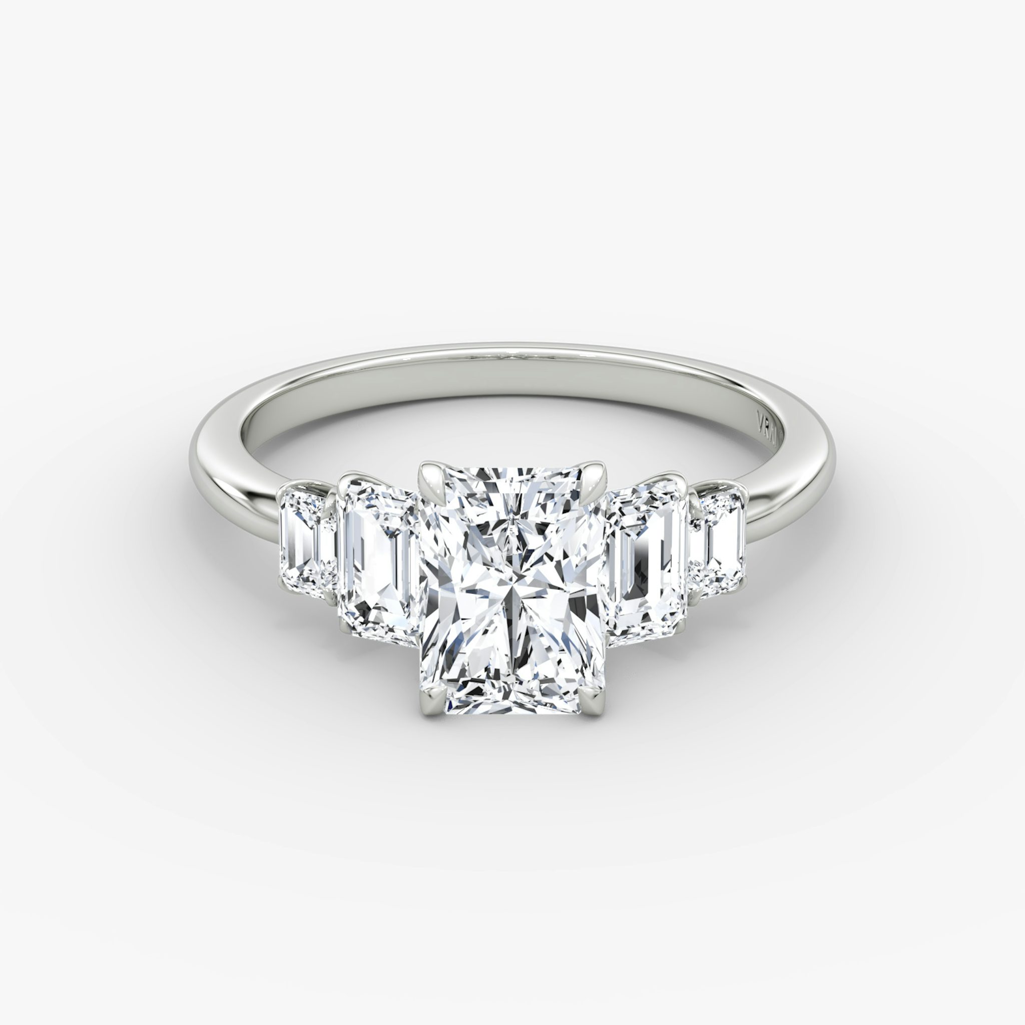 The Statement Five Stone | Radiant | 18k | White Gold | bandAccent: Plain | diamondOrientation: vertical | caratWeight: other