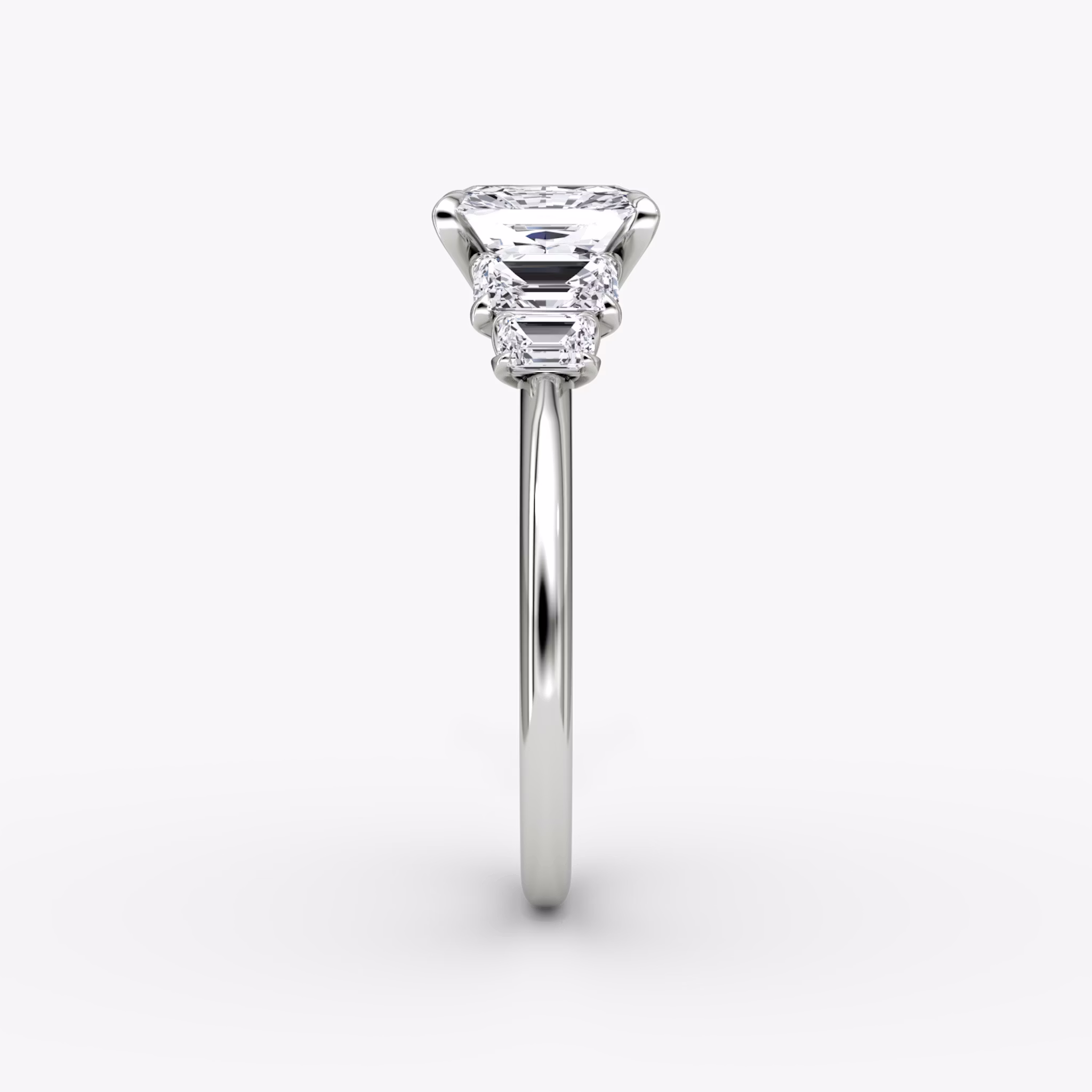 The Statement Five Stone | Radiant | 18k | White Gold | bandAccent: Plain | diamondOrientation: vertical | caratWeight: other