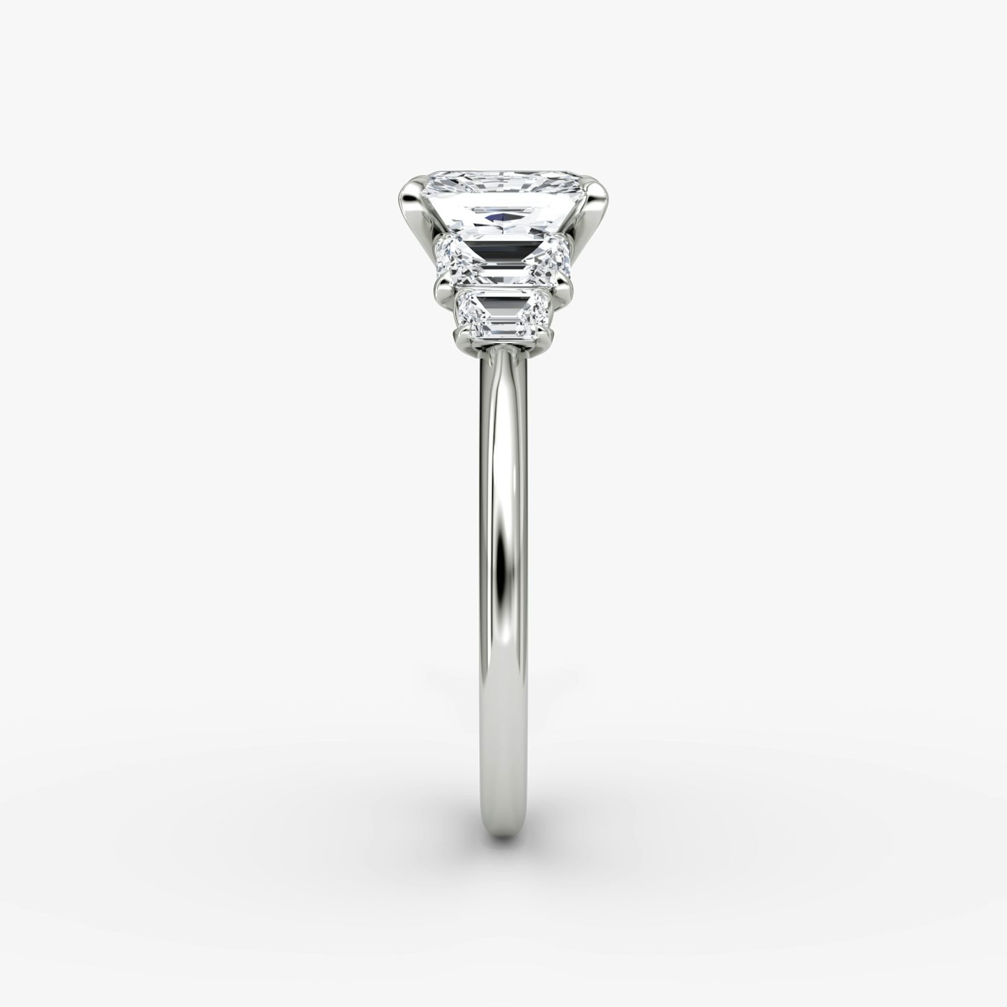 The Statement Five Stone | Radiant | 18k | White Gold | bandAccent: Plain | diamondOrientation: vertical | caratWeight: other