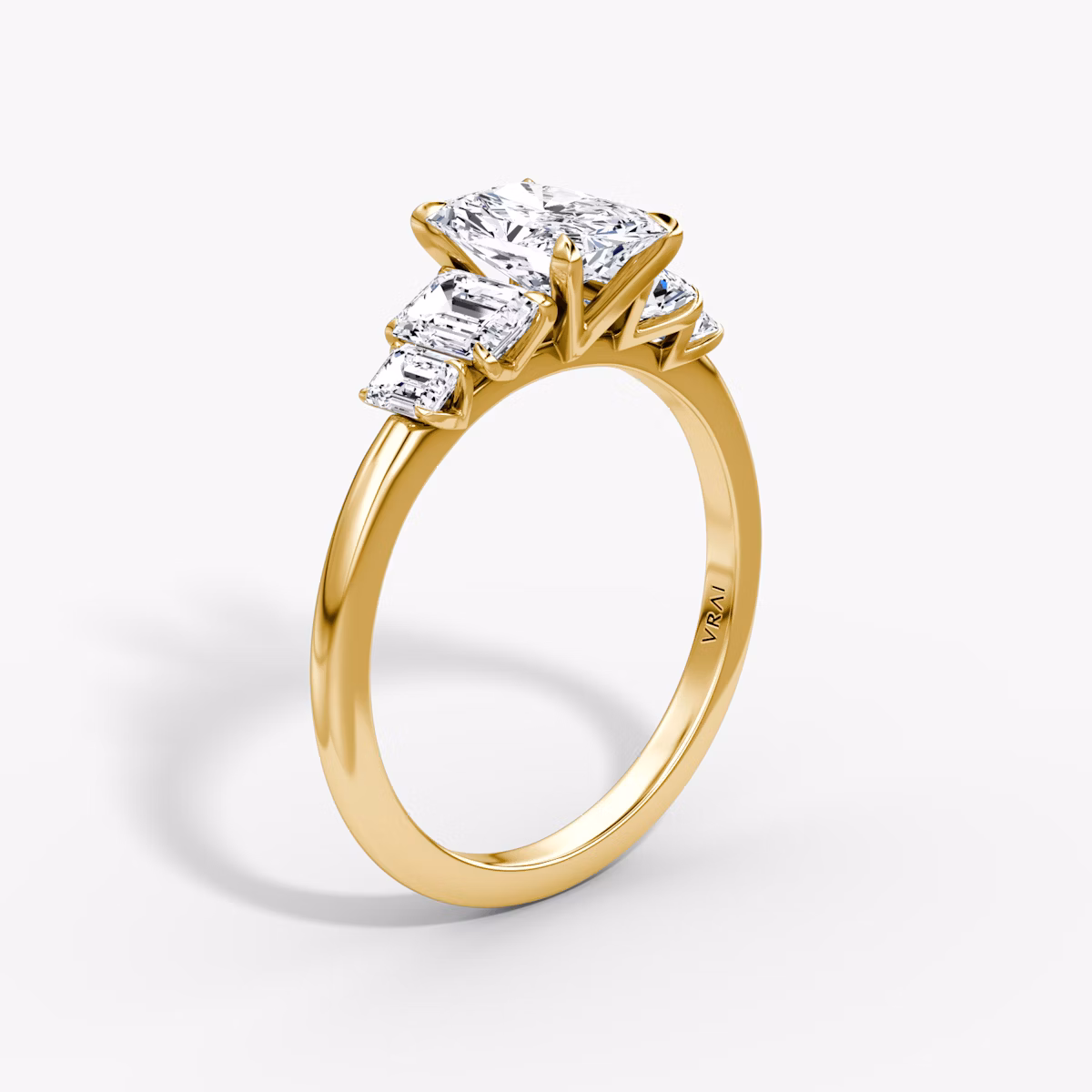 The Statement Five Stone | Radiant | 18k | Yellow Gold | bandAccent: Plain | diamondOrientation: vertical | caratWeight: other