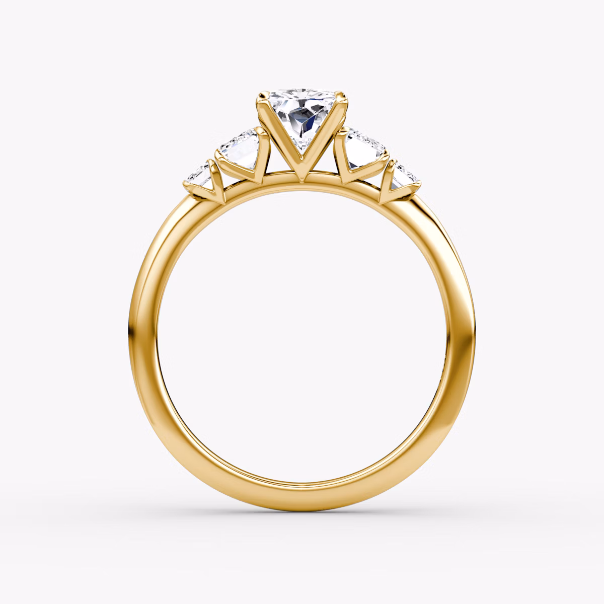 The Statement Five Stone | Radiant | 18k | Yellow Gold | bandAccent: Plain | diamondOrientation: vertical | caratWeight: other