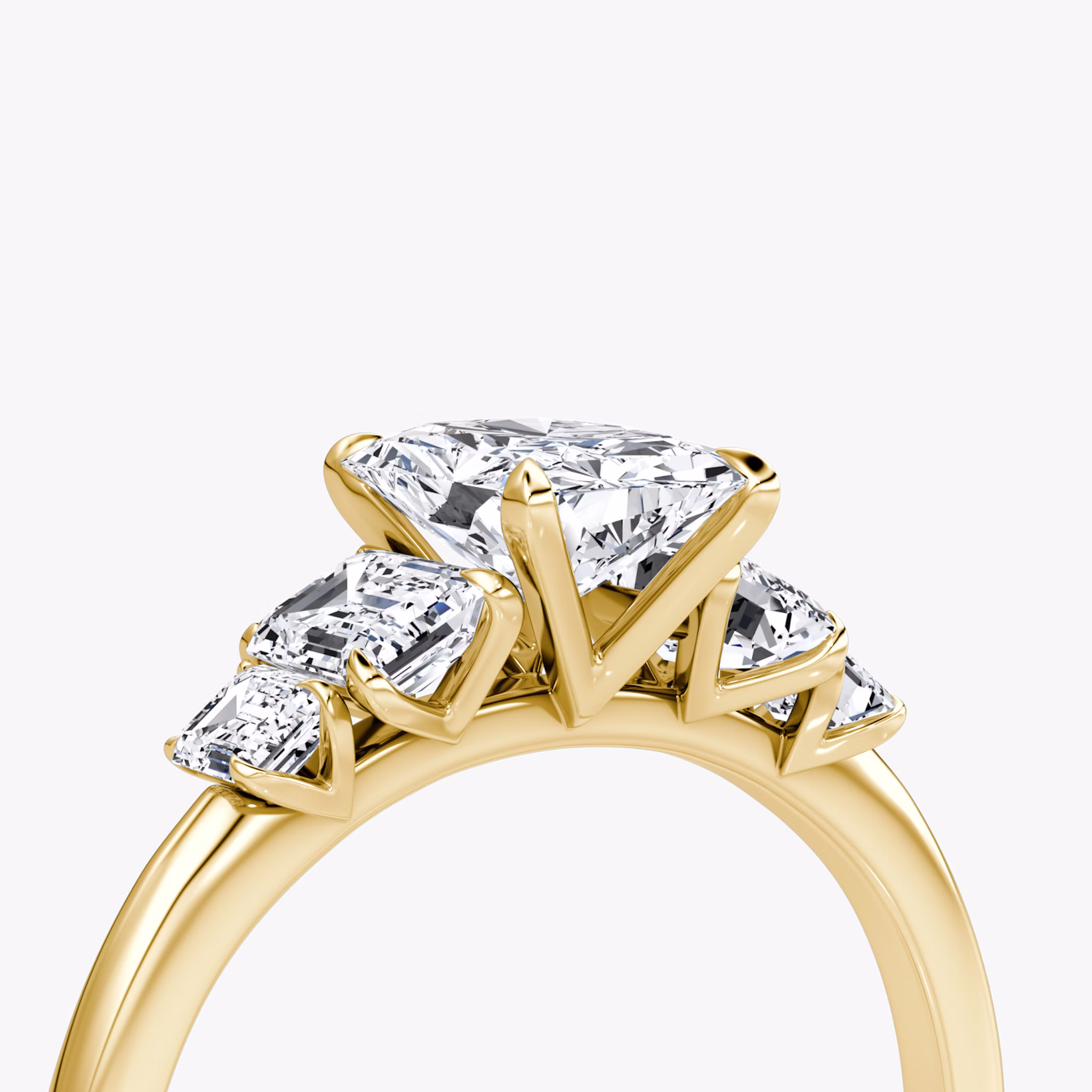 The Statement Five Stone | Radiant | 18k | Yellow Gold | bandAccent: Plain | diamondOrientation: vertical | caratWeight: other