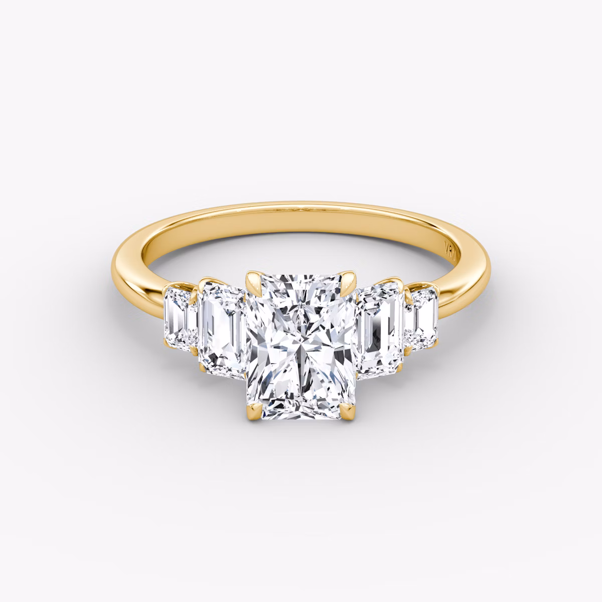 The Statement Five Stone | Radiant | 18k | Yellow Gold | bandAccent: Plain | diamondOrientation: vertical | caratWeight: other