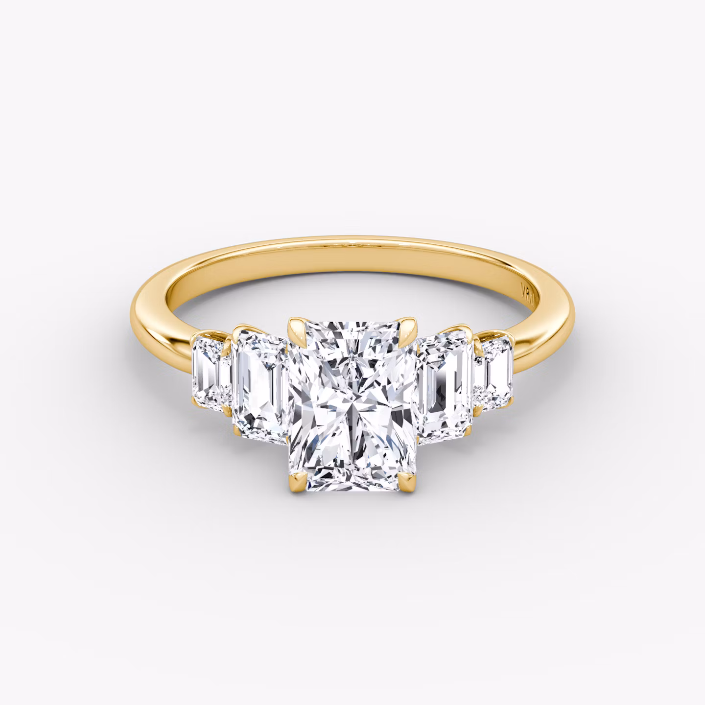 The Statement Five Stone | Radiant | 18k | Yellow Gold | bandAccent: Plain | diamondOrientation: vertical | caratWeight: other