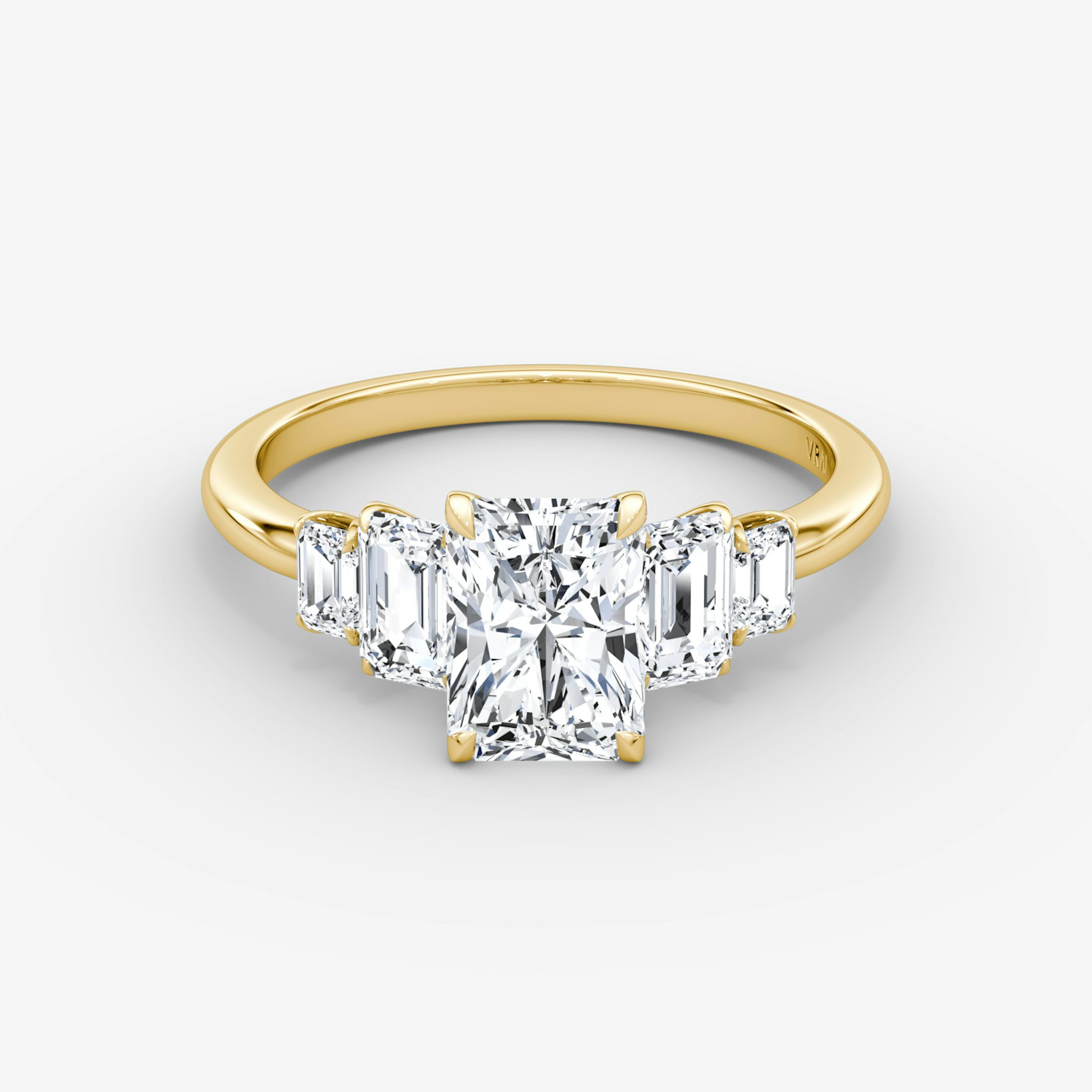 The Statement Five Stone | Radiant | 18k | Yellow Gold | bandAccent: Plain | diamondOrientation: vertical | caratWeight: other
