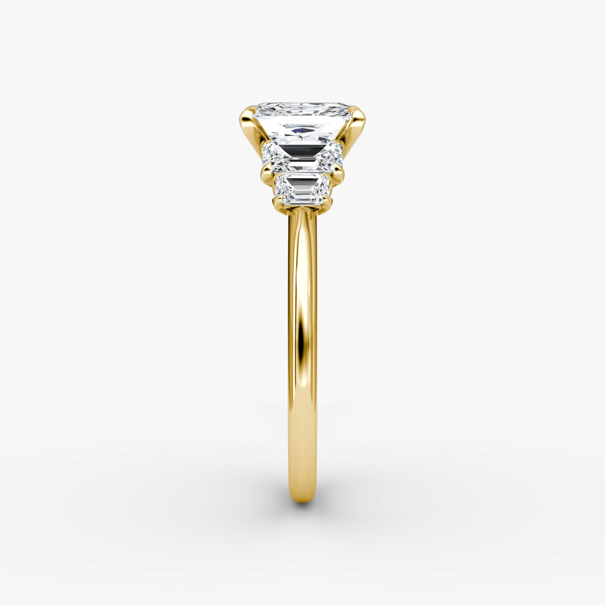 The Statement Five Stone | Radiant | 18k | Yellow Gold | bandAccent: Plain | diamondOrientation: vertical | caratWeight: other