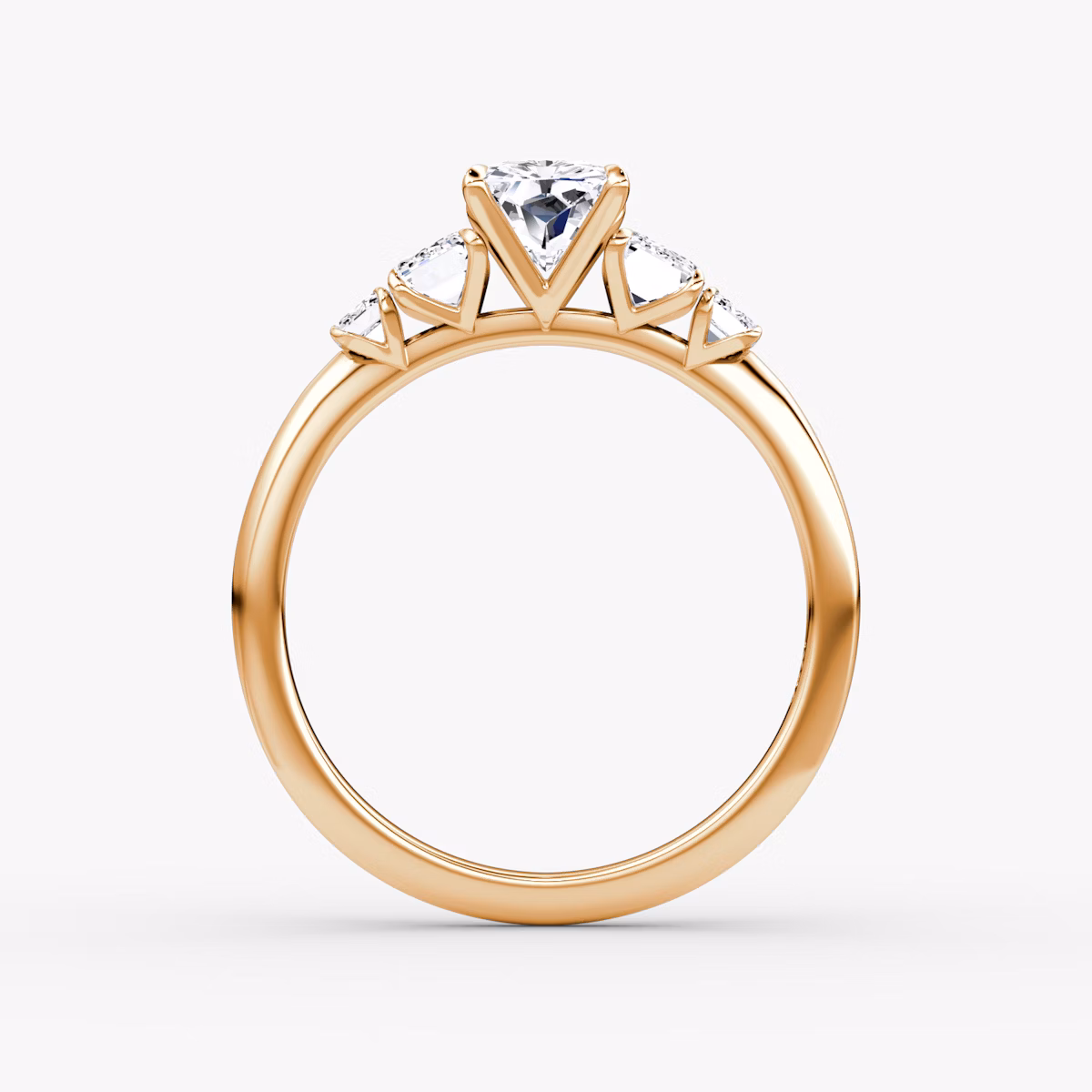 The Statement Five Stone | Radiant | 14k | Rose Gold | bandAccent: Plain | diamondOrientation: vertical | caratWeight: other