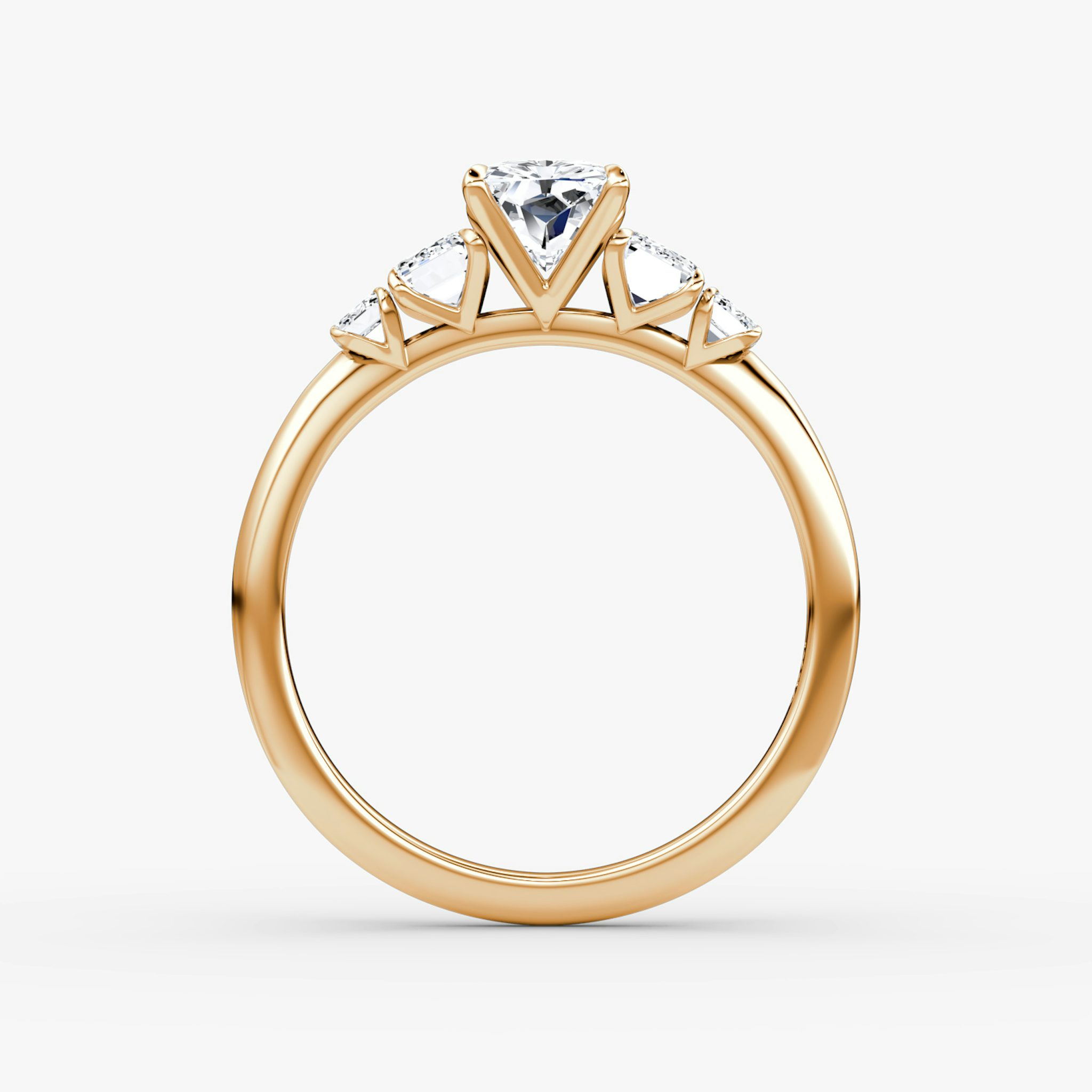 The Statement Five Stone | Radiant | 14k | Rose Gold | bandAccent: Plain | diamondOrientation: vertical | caratWeight: other