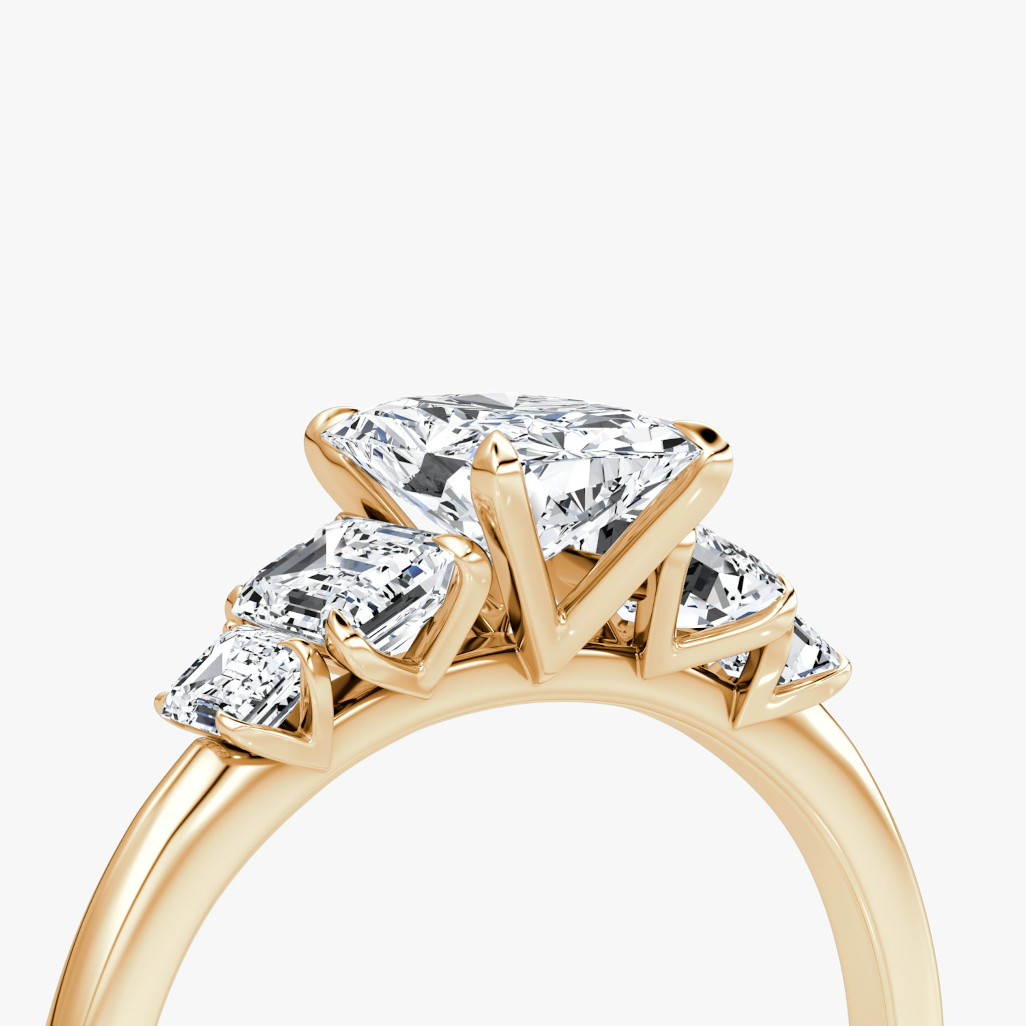 The Statement Five Stone | Radiant | 14k | Rose Gold | bandAccent: Plain | diamondOrientation: vertical | caratWeight: other