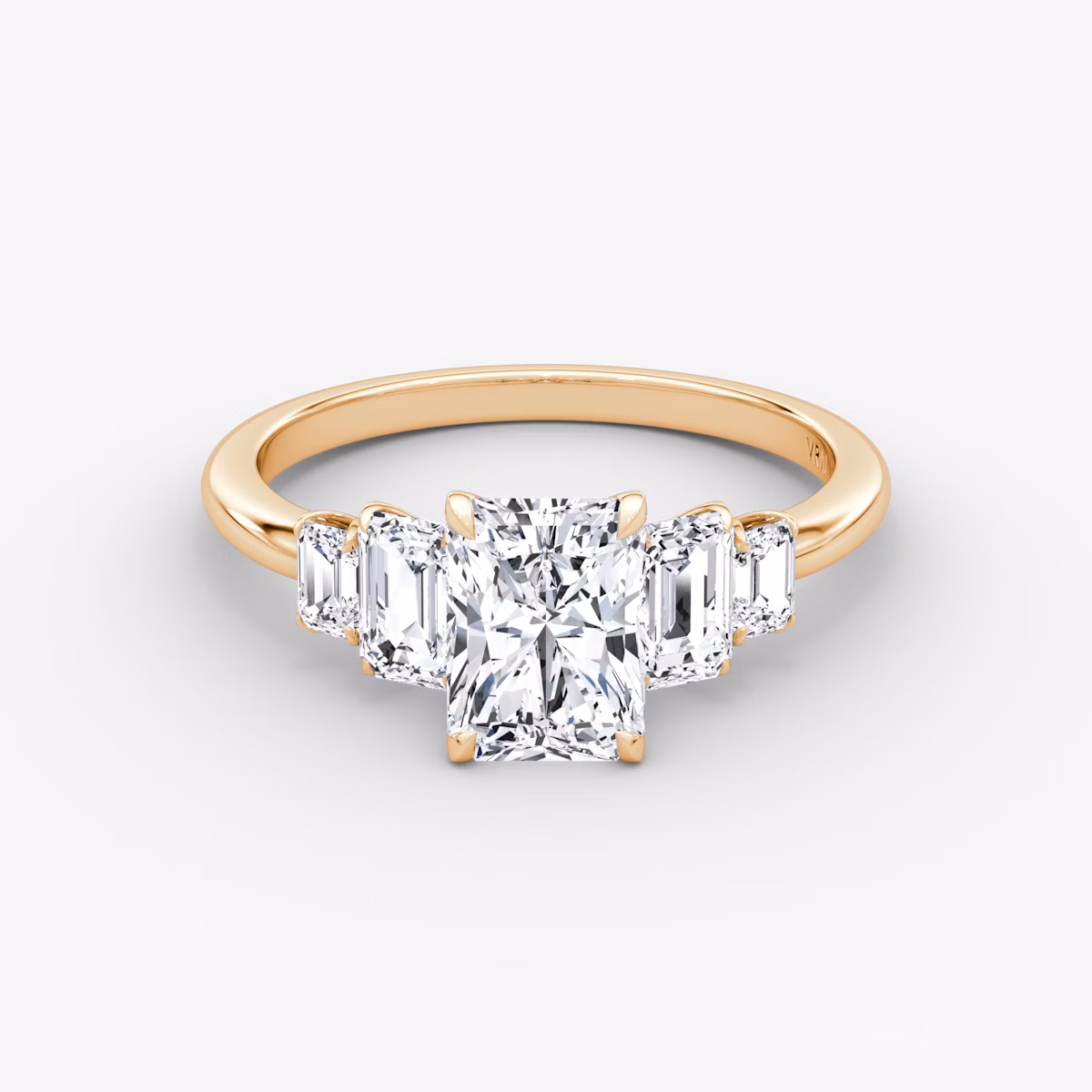 The Statement Five Stone | Radiant | 14k | Rose Gold | bandAccent: Plain | diamondOrientation: vertical | caratWeight: other