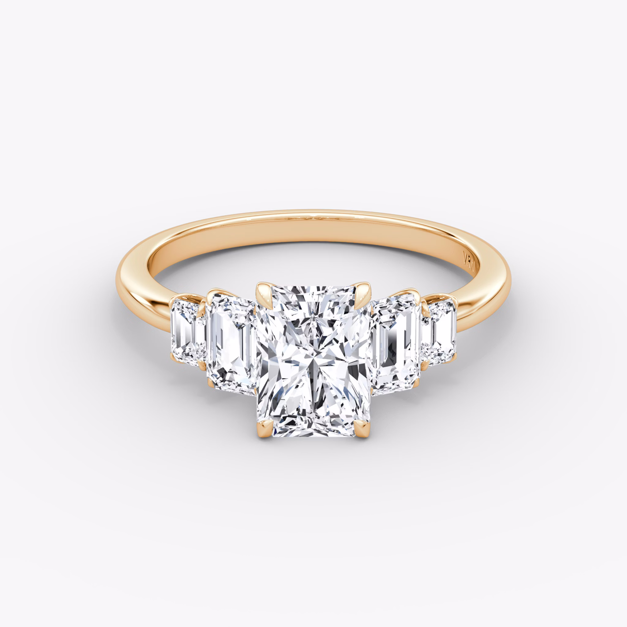 The Statement Five Stone | Radiant | 14k | Rose Gold | bandAccent: Plain | diamondOrientation: vertical | caratWeight: other