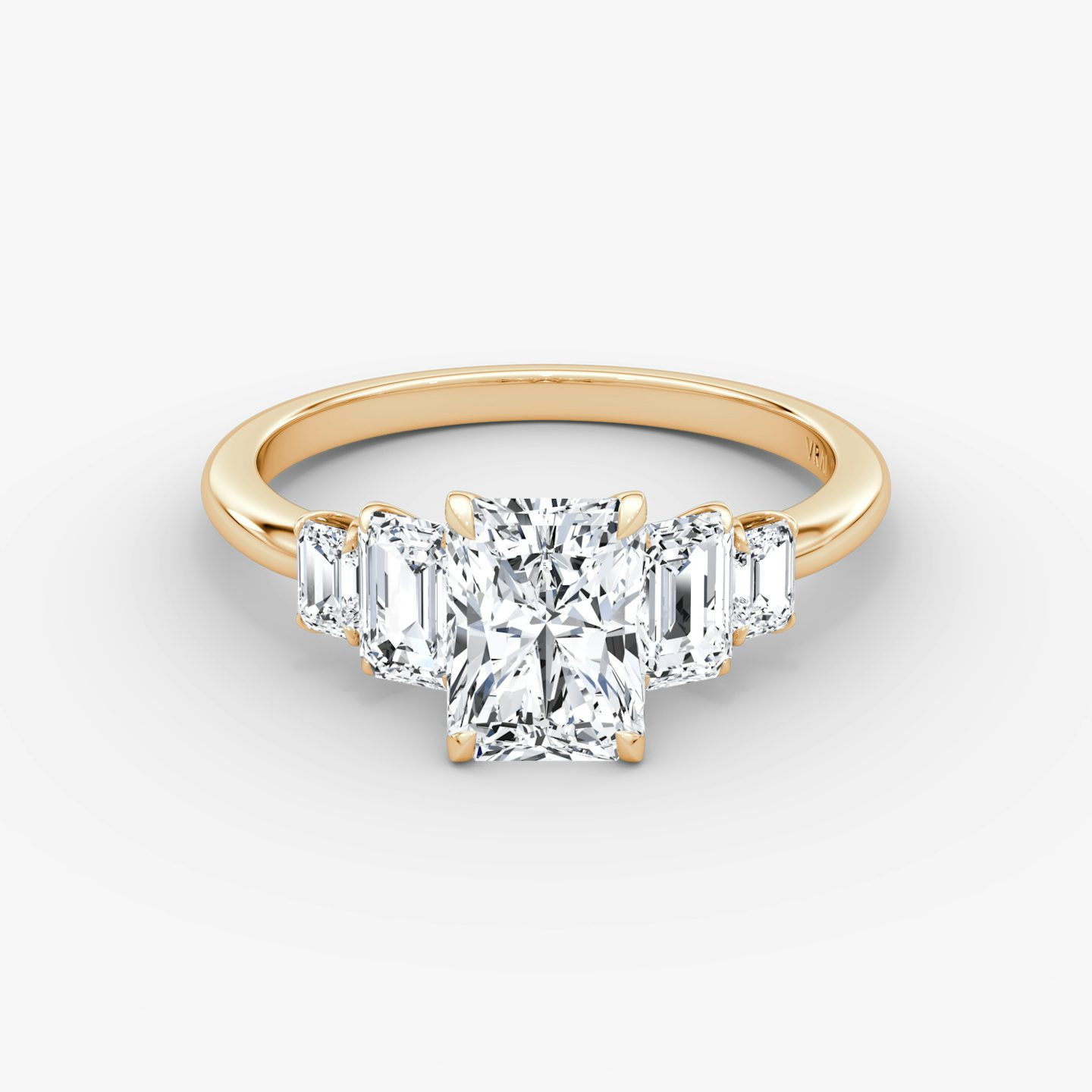 The Statement Five Stone | Radiant | 14k | Rose Gold | bandAccent: Plain | diamondOrientation: vertical | caratWeight: other