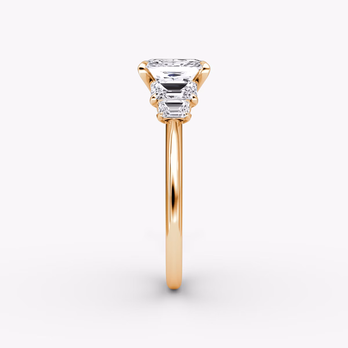 The Statement Five Stone | Radiant | 14k | Rose Gold | bandAccent: Plain | diamondOrientation: vertical | caratWeight: other