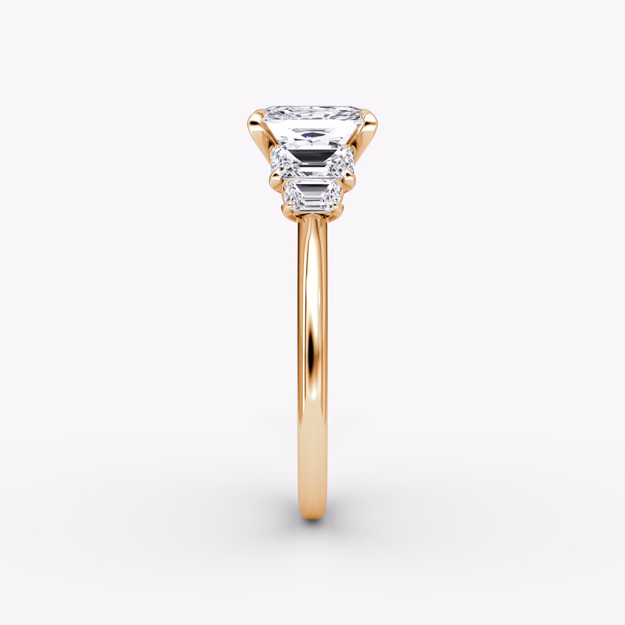 The Statement Five Stone | Radiant | 14k | Rose Gold | bandAccent: Plain | diamondOrientation: vertical | caratWeight: other