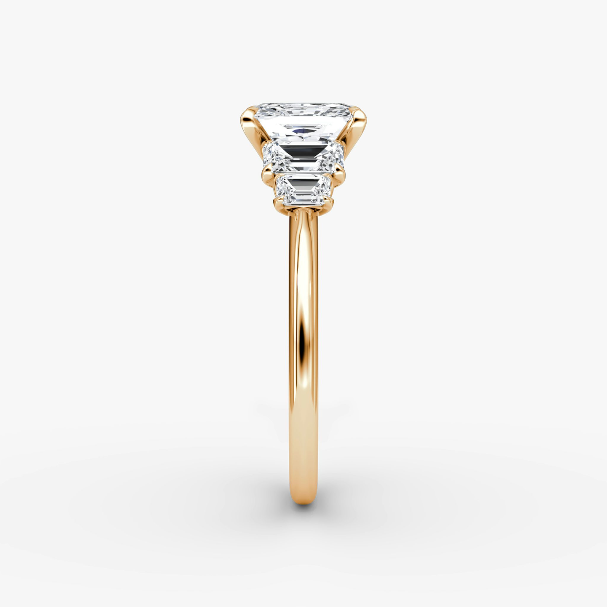 The Statement Five Stone | Radiant | 14k | Rose Gold | bandAccent: Plain | diamondOrientation: vertical | caratWeight: other