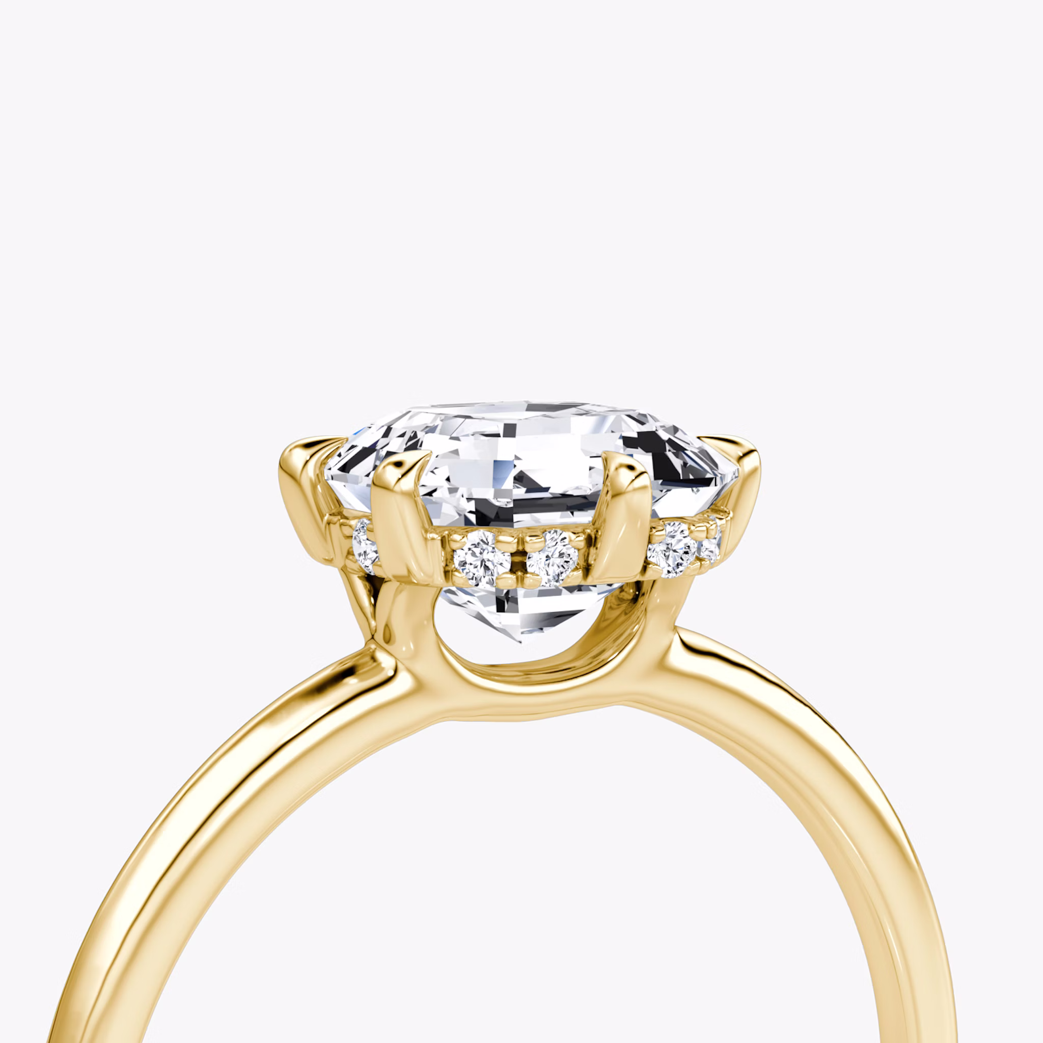 The Signature 6 Prong | Asscher | 18k | Yellow Gold | bandAccent: Plain | bandWidth: standard | hiddenHalo: yes | diamondOrientation: vertical | caratWeight: other