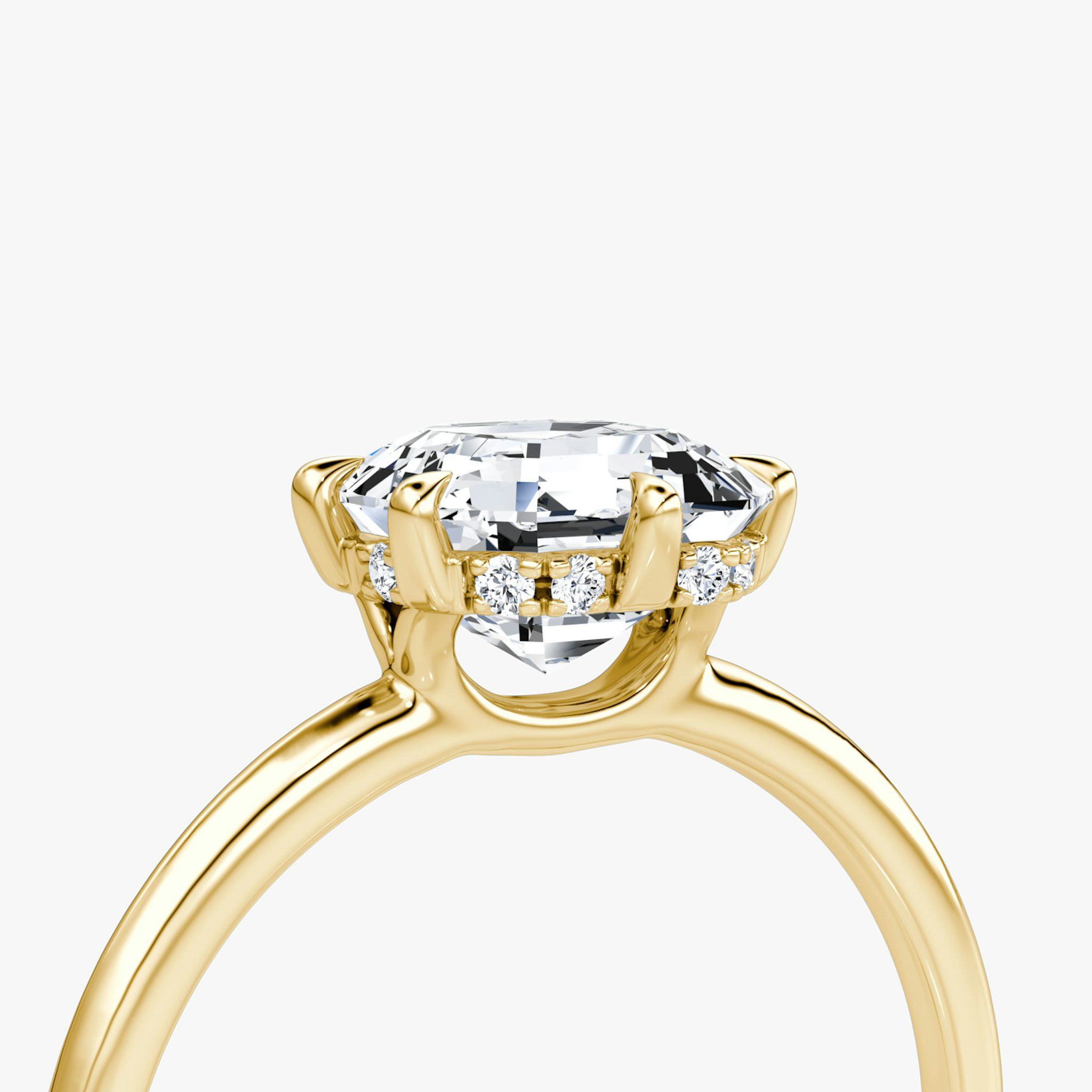 The Signature 6 Prong | Asscher | 18k | Yellow Gold | bandAccent: Plain | bandWidth: standard | hiddenHalo: yes | diamondOrientation: vertical | caratWeight: other