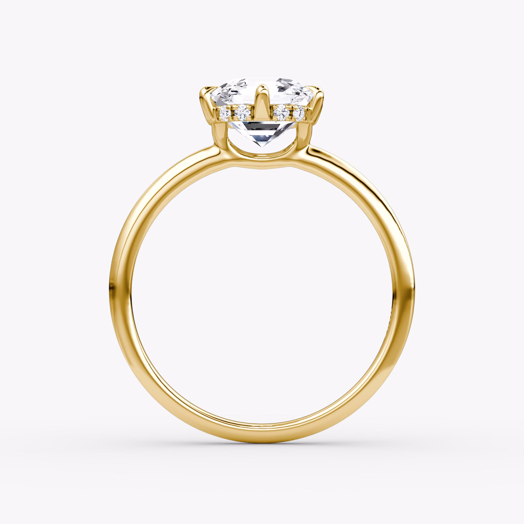 The Signature 6 Prong | Asscher | 18k | Yellow Gold | bandAccent: Plain | bandWidth: standard | hiddenHalo: yes | diamondOrientation: vertical | caratWeight: other