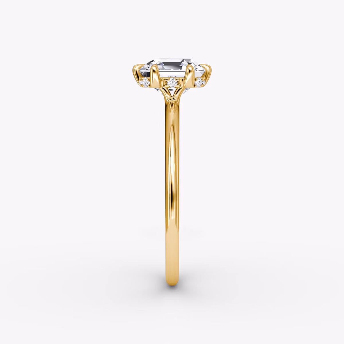 The Signature 6 Prong | Asscher | 18k | Yellow Gold | bandAccent: Plain | bandWidth: standard | hiddenHalo: yes | diamondOrientation: vertical | caratWeight: other