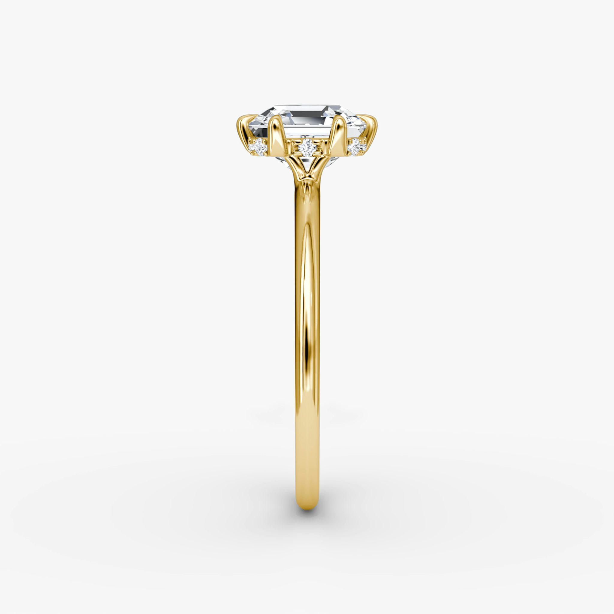 The Signature 6 Prong | Asscher | 18k | Yellow Gold | bandAccent: Plain | bandWidth: standard | hiddenHalo: yes | diamondOrientation: vertical | caratWeight: other