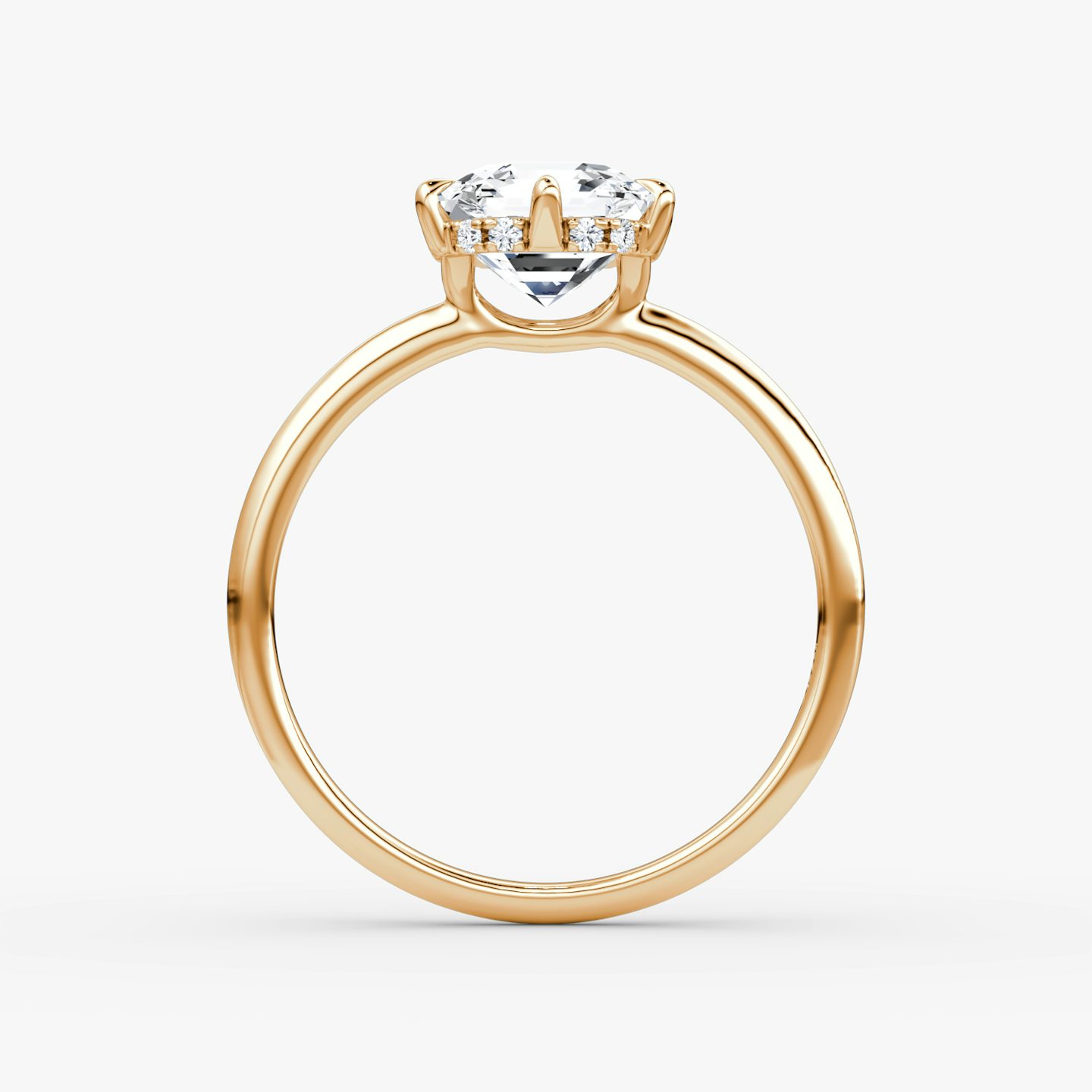 The Signature 6 Prong | Asscher | 14k | Rose Gold | bandAccent: Plain | bandWidth: standard | hiddenHalo: yes | diamondOrientation: vertical | caratWeight: other