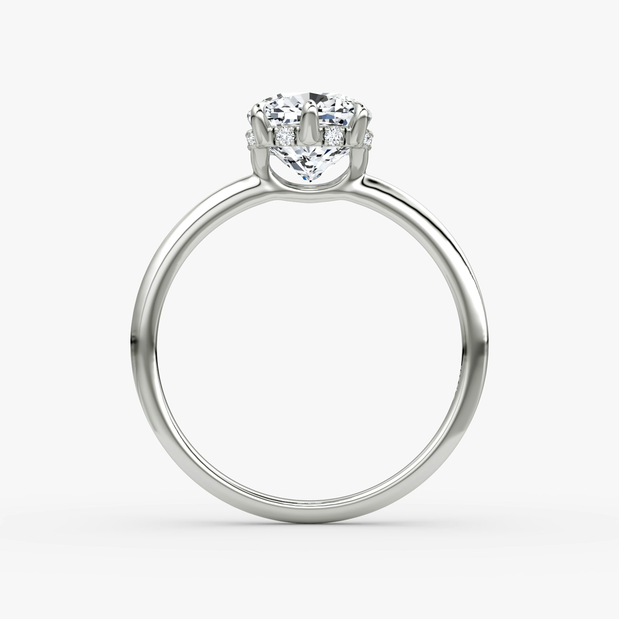 The Signature 6 Prong | Cushion | 18k | White Gold | bandAccent: Plain | bandWidth: standard | hiddenHalo: yes | diamondOrientation: vertical | caratWeight: other
