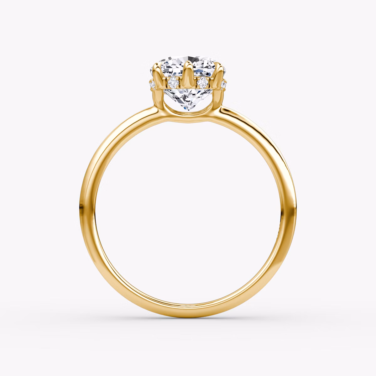 The Signature 6 Prong | Cushion | 18k | Yellow Gold | bandAccent: Plain | bandWidth: standard | hiddenHalo: yes | diamondOrientation: vertical | caratWeight: other