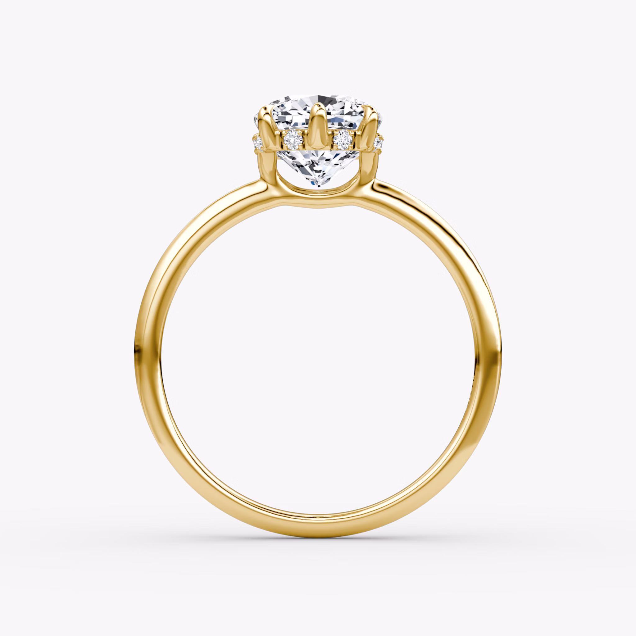 The Signature 6 Prong | Cushion | 18k | Yellow Gold | bandAccent: Plain | bandWidth: standard | hiddenHalo: yes | diamondOrientation: vertical | caratWeight: other