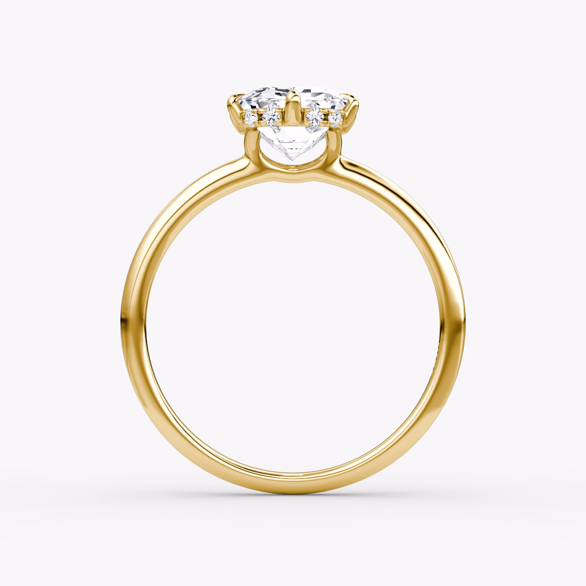 The Signature 6 Prong | Emerald | 18k | Yellow Gold | bandAccent: Plain | bandWidth: standard | hiddenHalo: yes | diamondOrientation: vertical | caratWeight: other