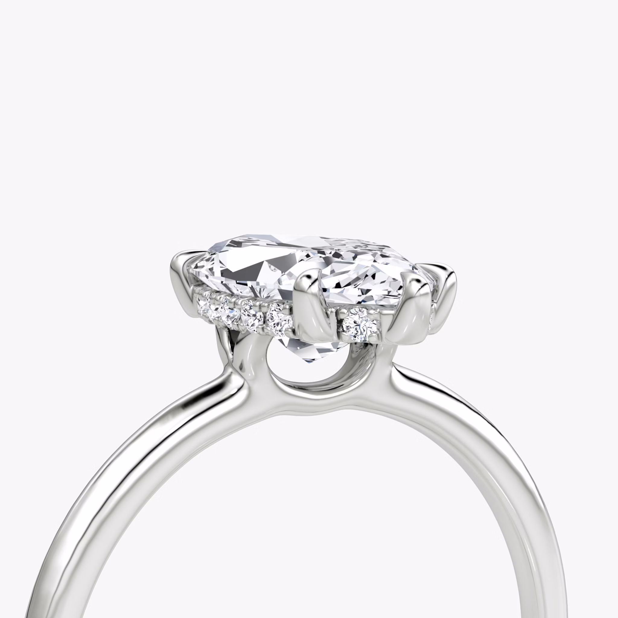 The Signature 6 Prong | Marquise | 18k | White Gold | bandAccent: Plain | bandWidth: standard | hiddenHalo: yes | diamondOrientation: vertical | caratWeight: other