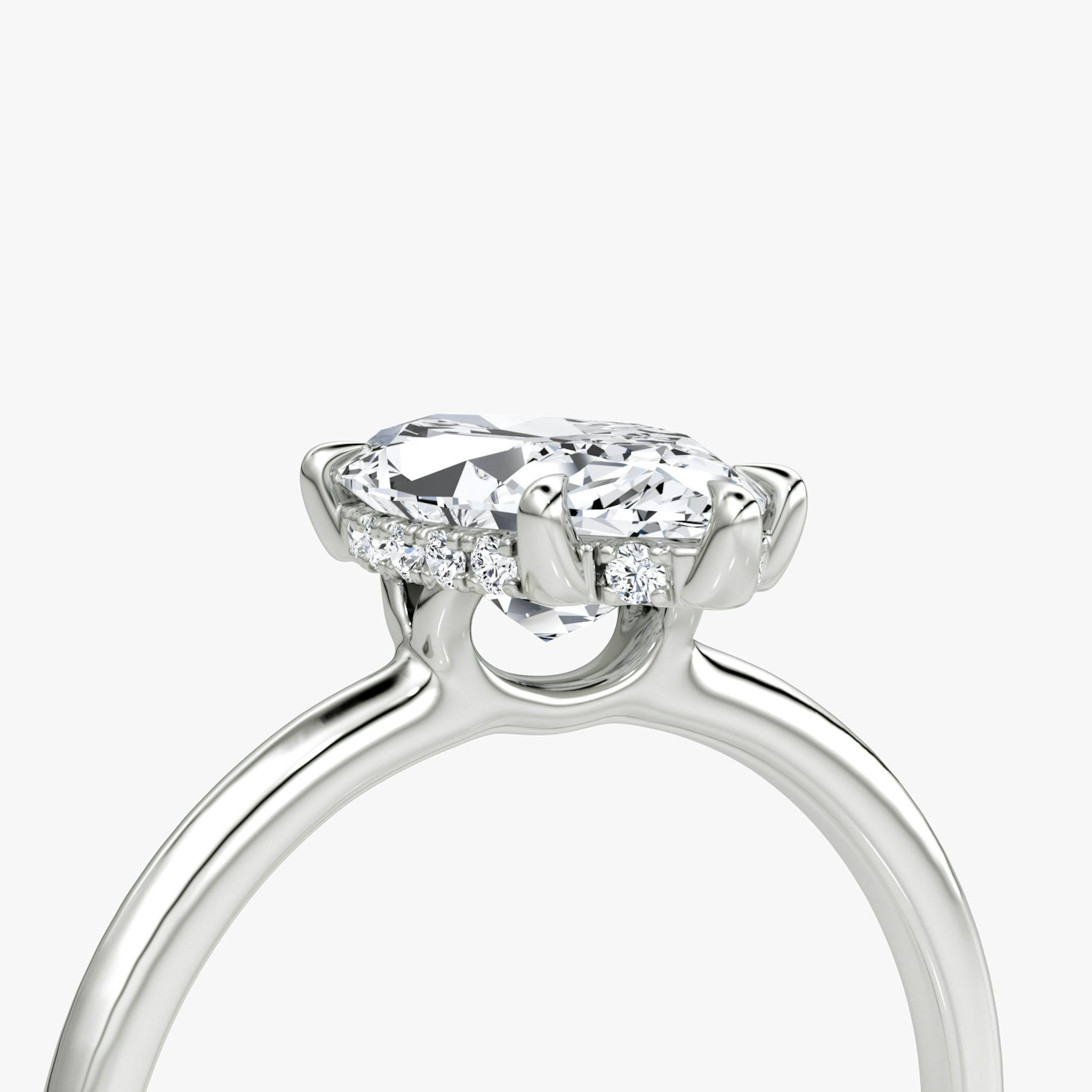 The Signature 6 Prong | Marquise | 18k | White Gold | bandAccent: Plain | bandWidth: standard | hiddenHalo: yes | diamondOrientation: vertical | caratWeight: other