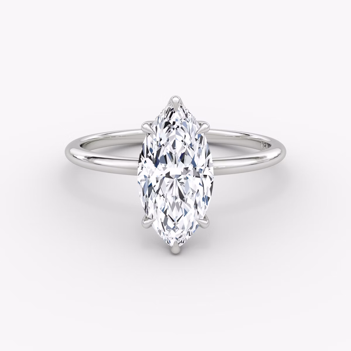 The Signature 6 Prong | Marquise | 18k | White Gold | bandAccent: Plain | bandWidth: standard | hiddenHalo: yes | diamondOrientation: vertical | caratWeight: other