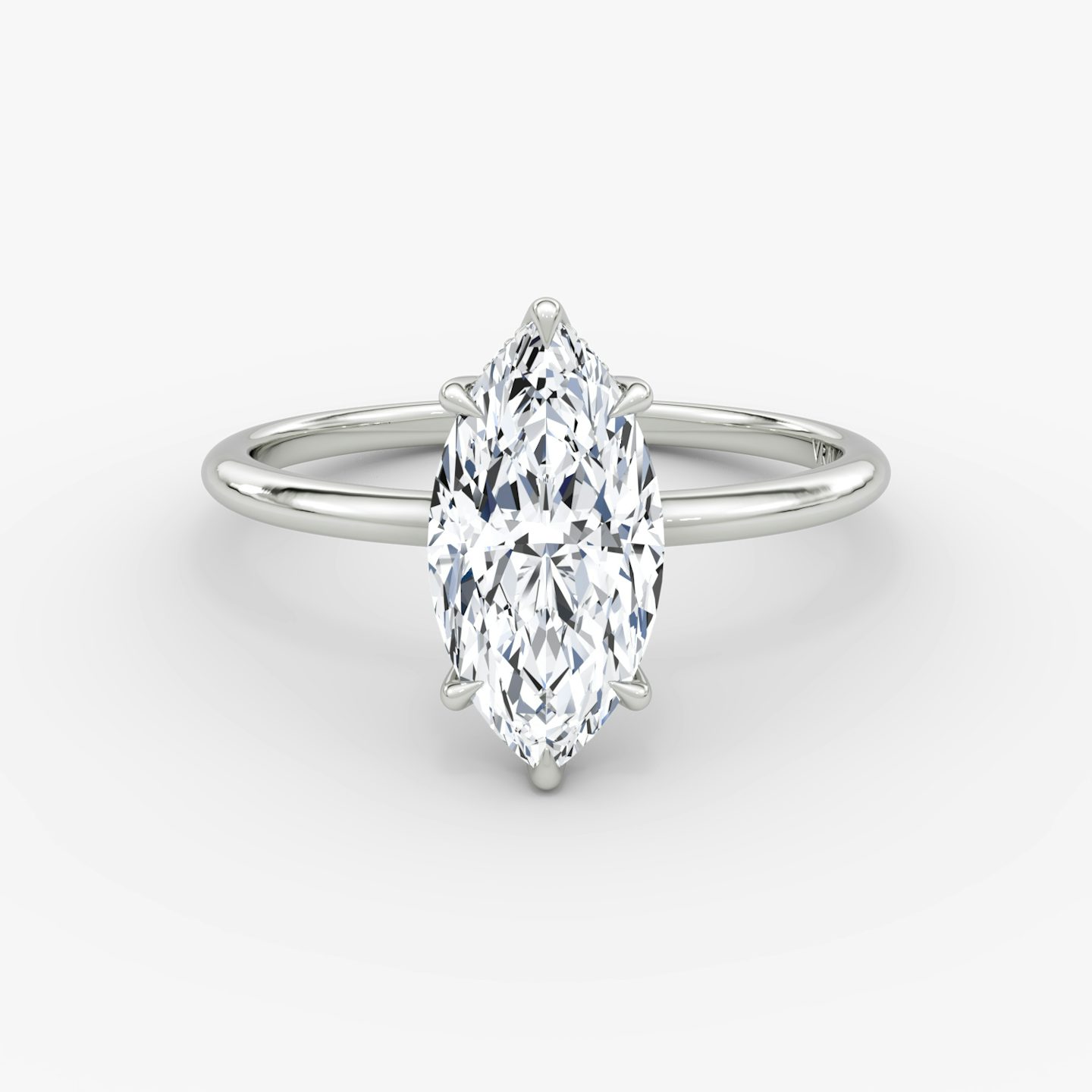The Signature 6 Prong | Marquise | Platinum | bandAccent: Plain | bandWidth: standard | hiddenHalo: yes | diamondOrientation: vertical | caratWeight: other