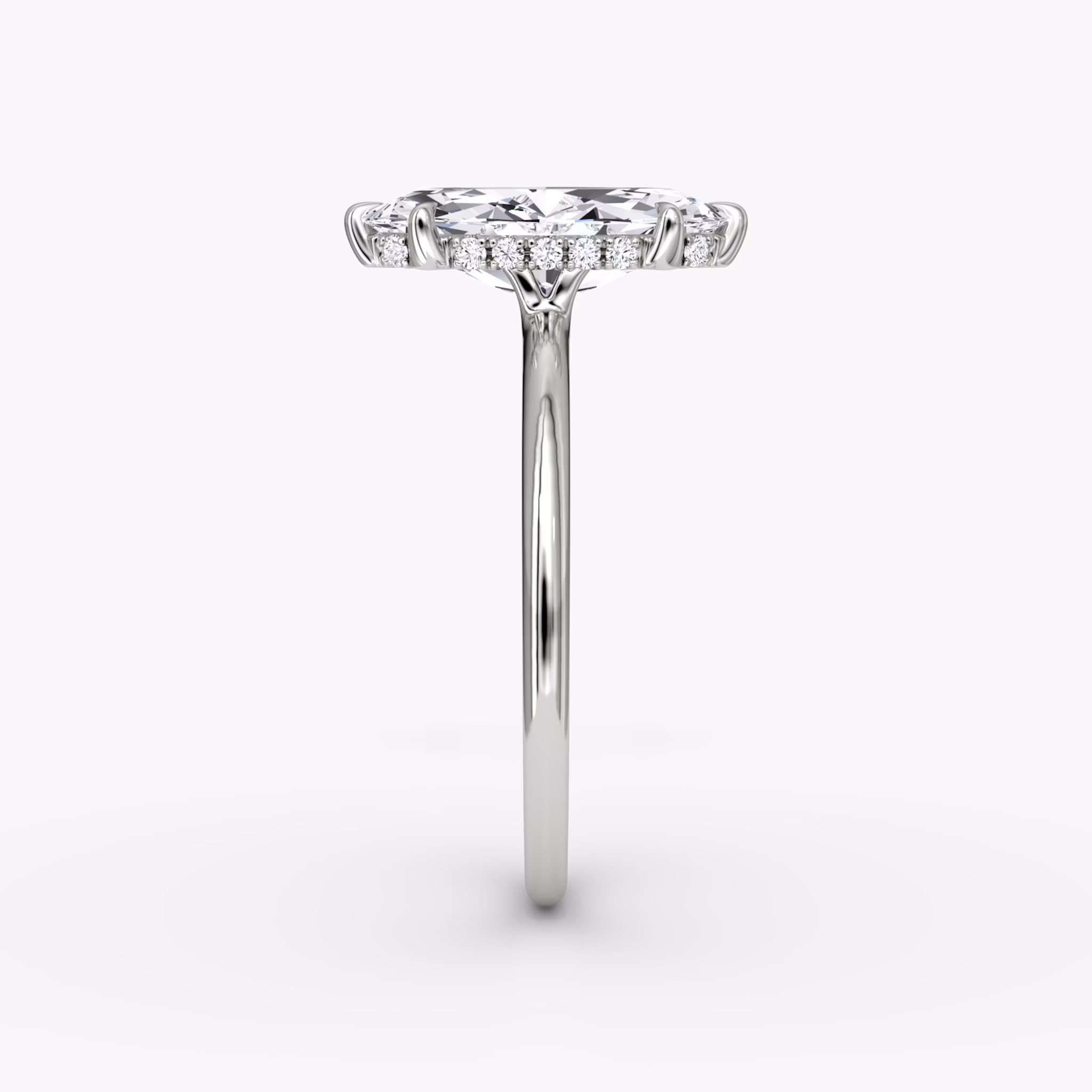 The Signature 6 Prong | Marquise | 18k | White Gold | bandAccent: Plain | bandWidth: standard | hiddenHalo: yes | diamondOrientation: vertical | caratWeight: other