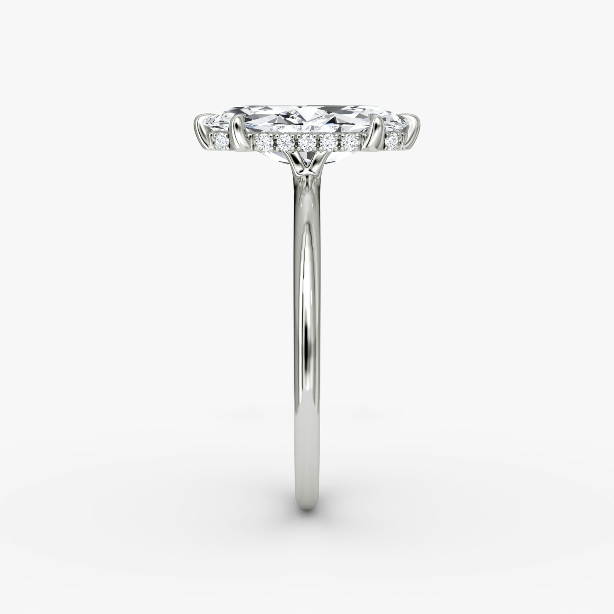 The Signature 6 Prong | Marquise | 18k | White Gold | bandAccent: Plain | bandWidth: standard | hiddenHalo: yes | diamondOrientation: vertical | caratWeight: other