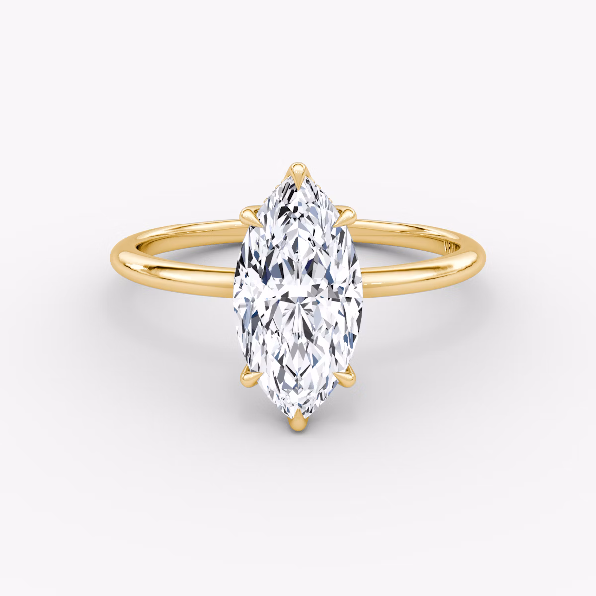 The Signature 6 Prong | Marquise | 18k | Yellow Gold | bandAccent: Plain | bandWidth: standard | hiddenHalo: yes | diamondOrientation: vertical | caratWeight: other