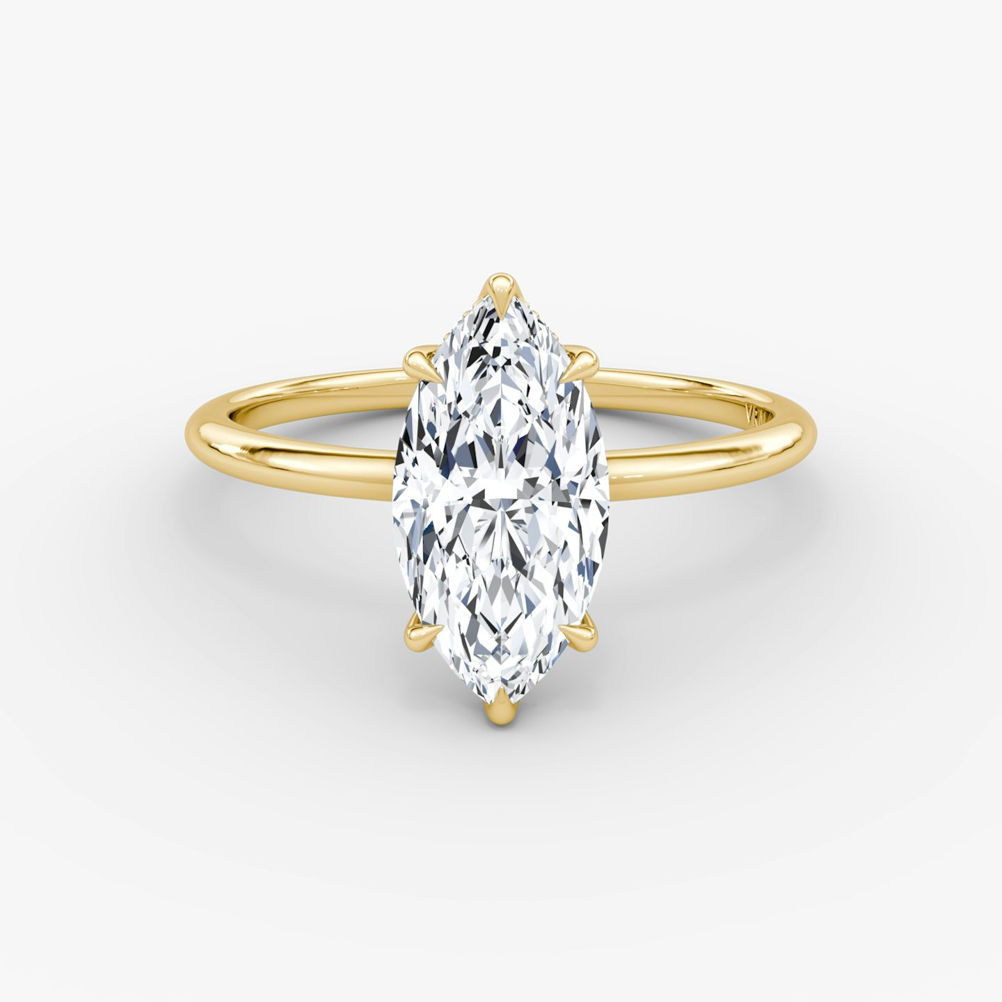 The Signature 6 Prong | Marquise | 18k | Yellow Gold | bandAccent: Plain | bandWidth: standard | hiddenHalo: yes | diamondOrientation: vertical | caratWeight: other