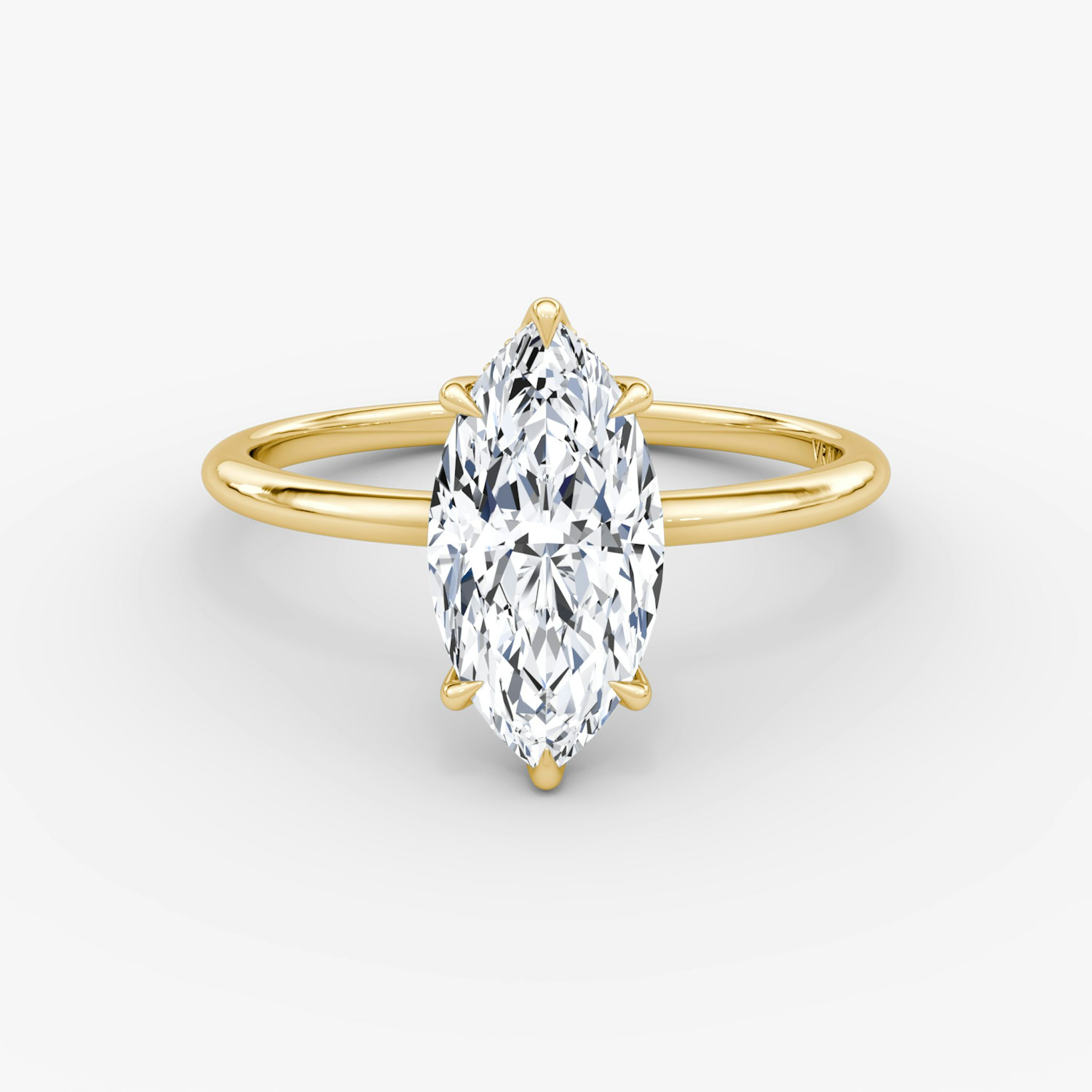 The Signature 6 Prong | Marquise | 18k | Yellow Gold | bandAccent: Plain | bandWidth: standard | hiddenHalo: yes | diamondOrientation: vertical | caratWeight: other