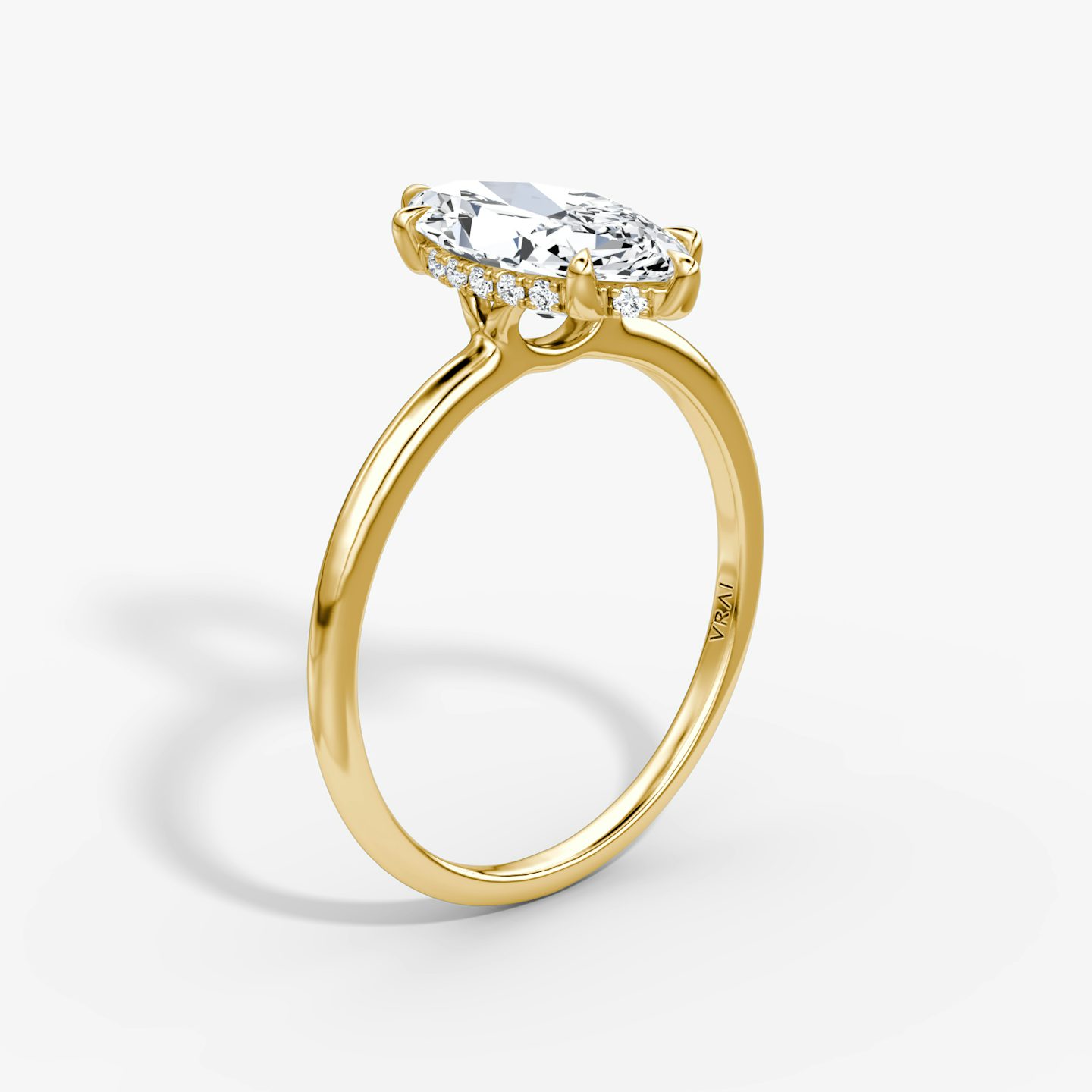 The Signature 6 Prong | Marquise | 18k | Yellow Gold | bandAccent: Plain | bandWidth: standard | hiddenHalo: yes | diamondOrientation: vertical | caratWeight: other