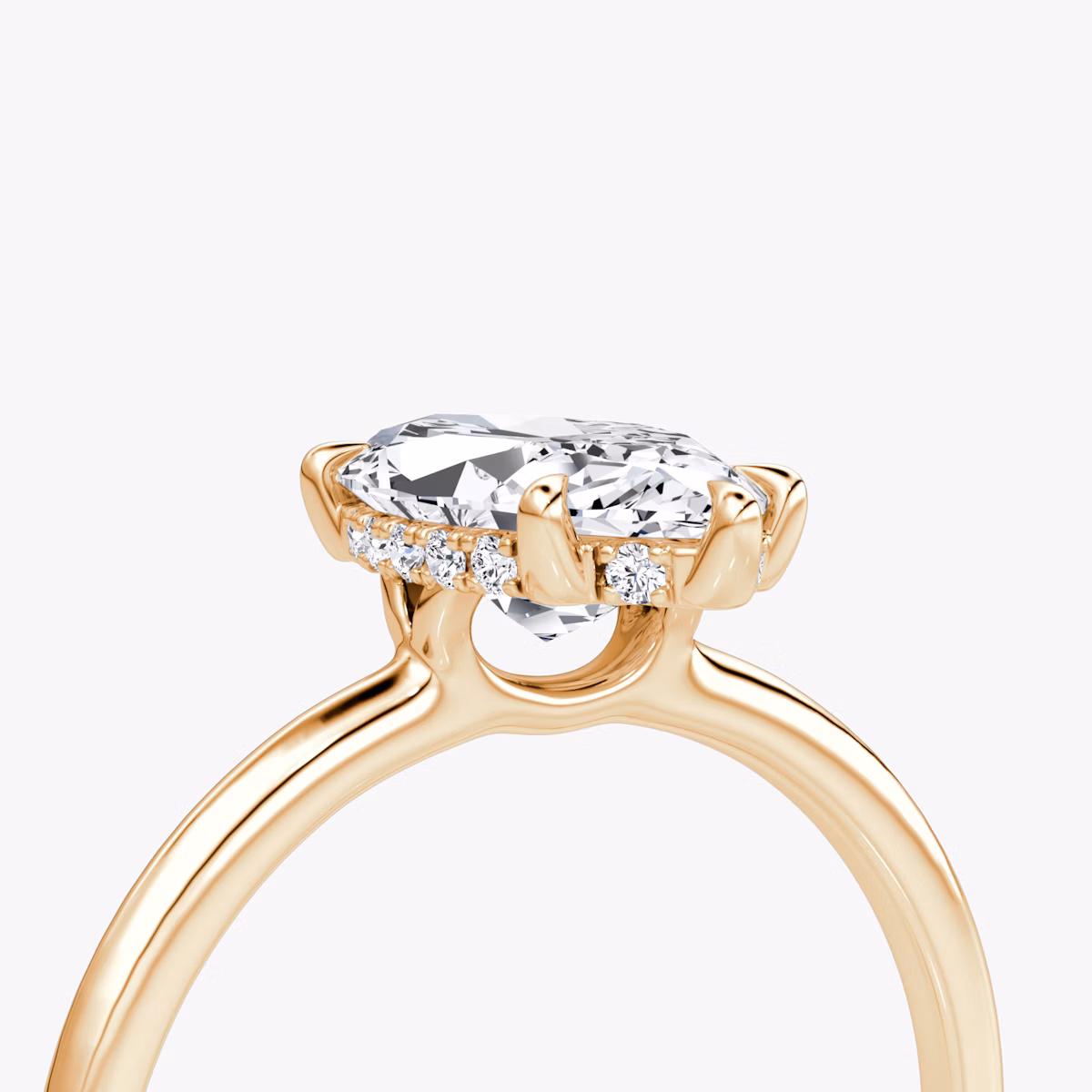 The Signature 6 Prong | Marquise | 14k | Rose Gold | bandAccent: Plain | bandWidth: standard | hiddenHalo: yes | diamondOrientation: vertical | caratWeight: other