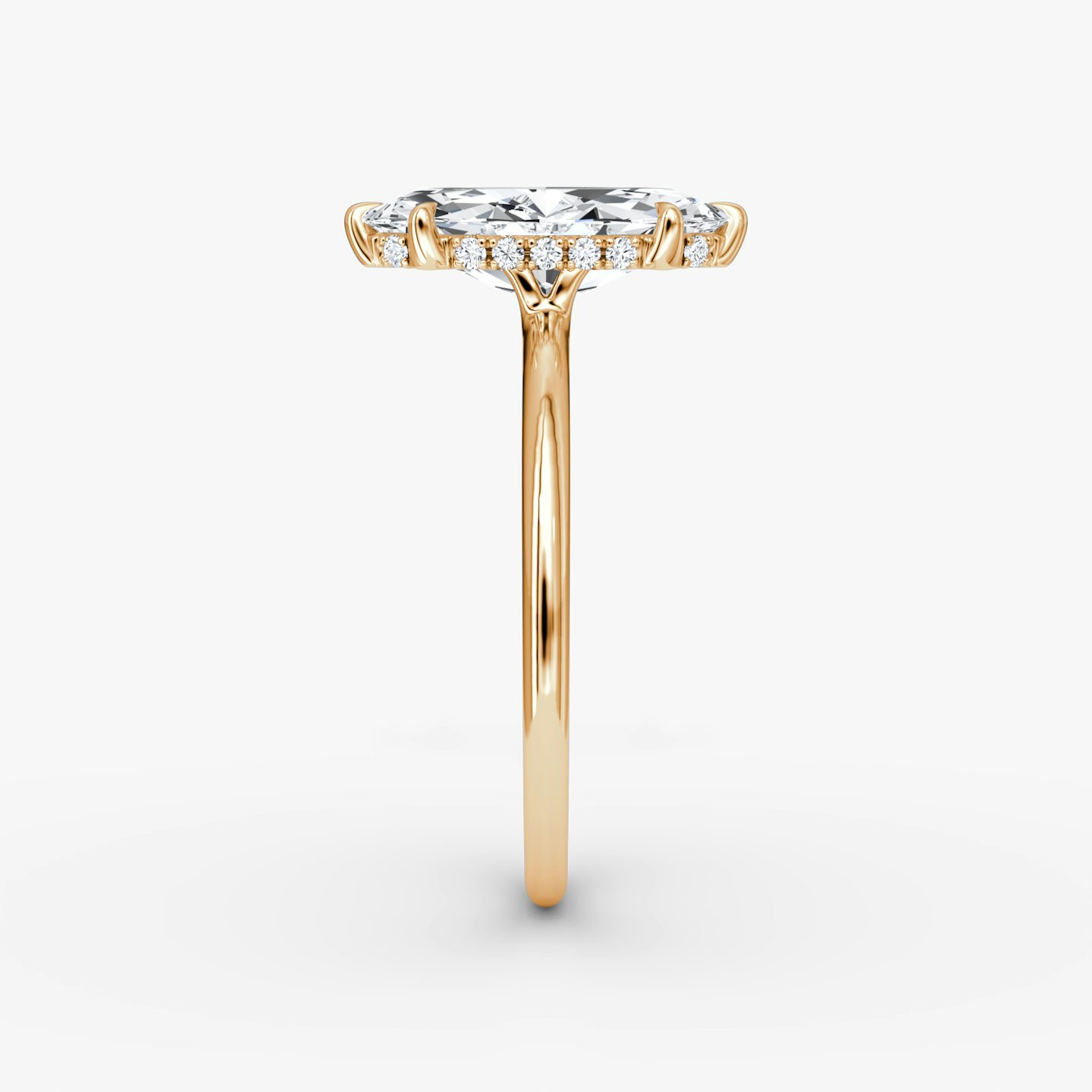 The Signature 6 Prong | Marquise | 14k | Rose Gold | bandAccent: Plain | bandWidth: standard | hiddenHalo: yes | diamondOrientation: vertical | caratWeight: other