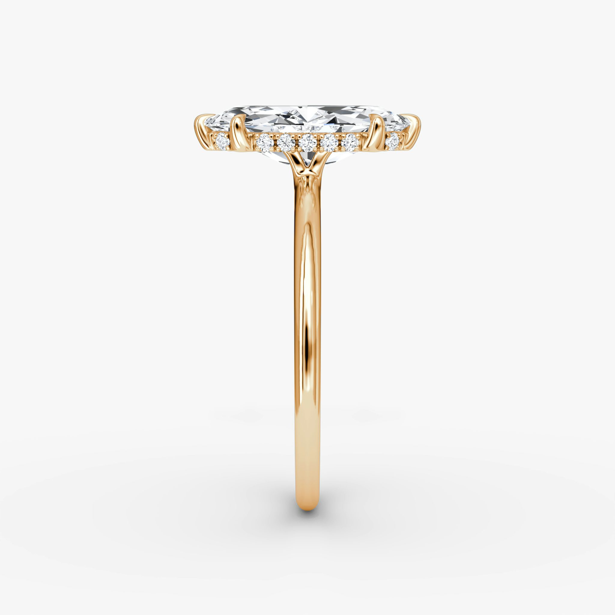 The Signature 6 Prong | Marquise | 14k | Rose Gold | bandAccent: Plain | bandWidth: standard | hiddenHalo: yes | diamondOrientation: vertical | caratWeight: other